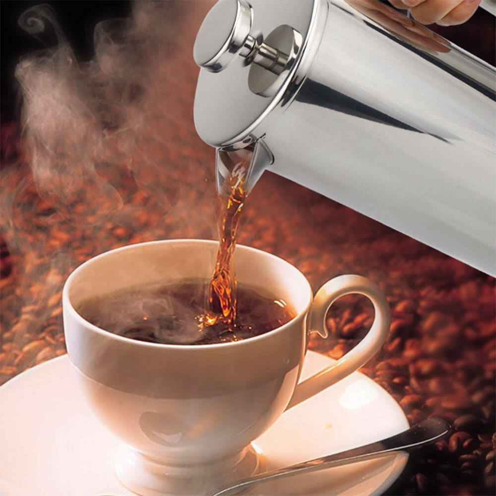 Premium Jaxton Stainless Steel French Press Coffee Maker - 34oz Double-Wall Insulated for Hotter & Longer Lasting Coffee - Perfect for Home, Office, Camping & Gifts