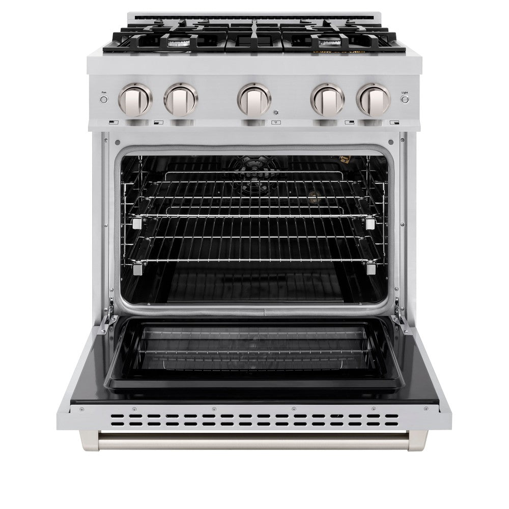 ZLINE HGR30 30-Inch Stainless Steel Gas Range - 4.2 cu. ft. Capacity, 4-Burner Cooktop & Convection Oven - Perfect for Home Kitchens, Restaurants & Professional Cooking