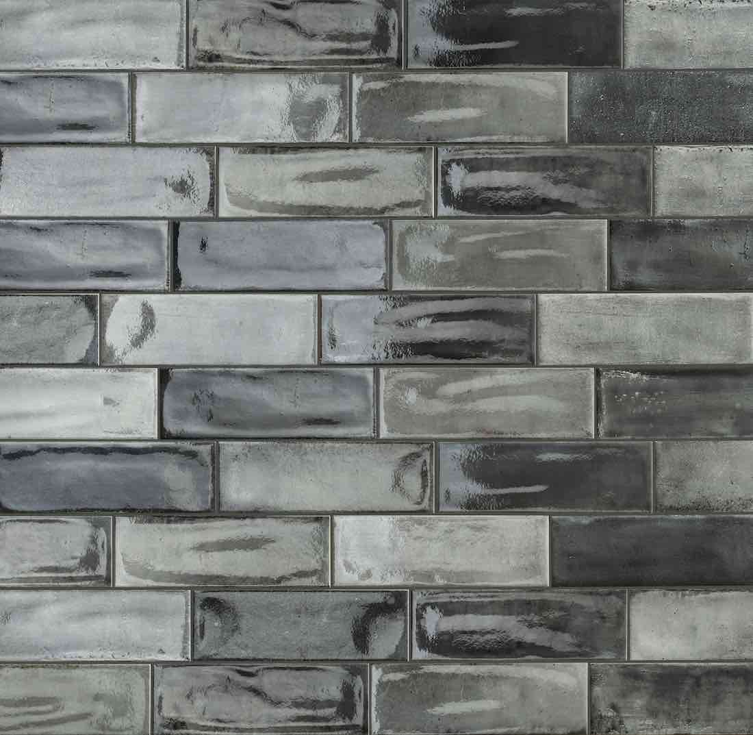 4x12 Porcelain Subway Tile - Washed Diesel Glossy Finish for Kitchen Backsplash & Bathroom Walls