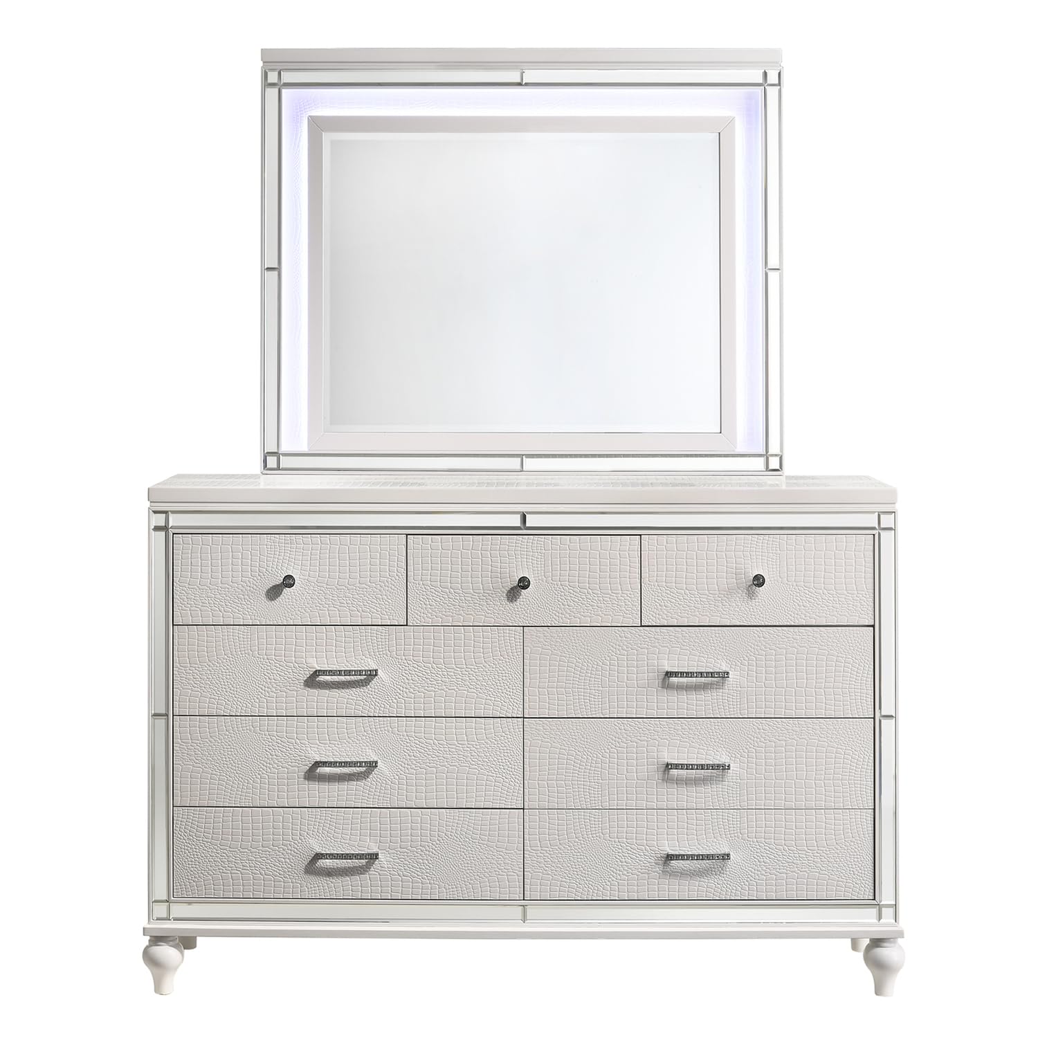 Valentino White Classic Dresser - Modern Bedroom Furniture for Home Decor & Storage | Perfect for Bedroom, Living Room, or Office