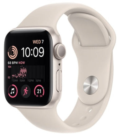 Apple Watch SE 2 (2022) 44mm GPS Smartwatch - Starlight Aluminum Case with Starlight Sport Band (M/L Size, MNT33LL/A) | Fitness Tracking, Heart Rate Monitor & iPhone Compatibility for Running, Workouts & Daily Wear