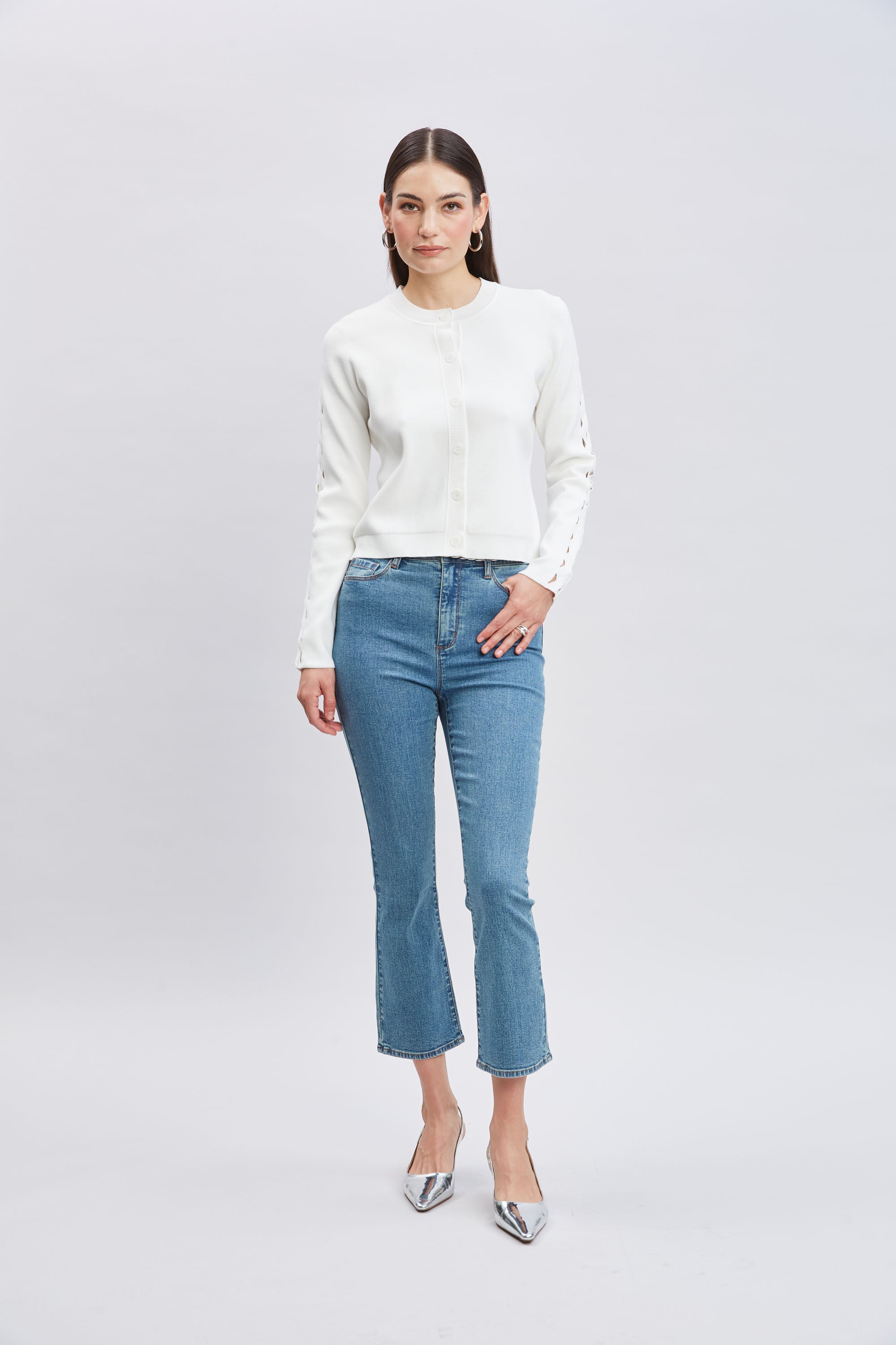 Micro Flare Cropped Jeans for Women - High Waisted Stretch Denim Pants - Perfect for Casual Outfits & Summer Fashion