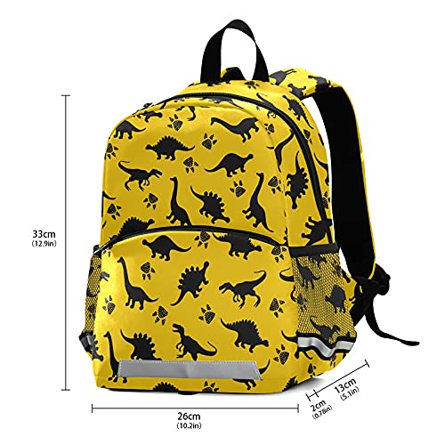 Dinosaur Kids Backpack for Boys - Yellow Small School Bag for Toddlers, Lightweight Travel & Meal Backpack for Daycare, Preschool & Outdoor Adventures