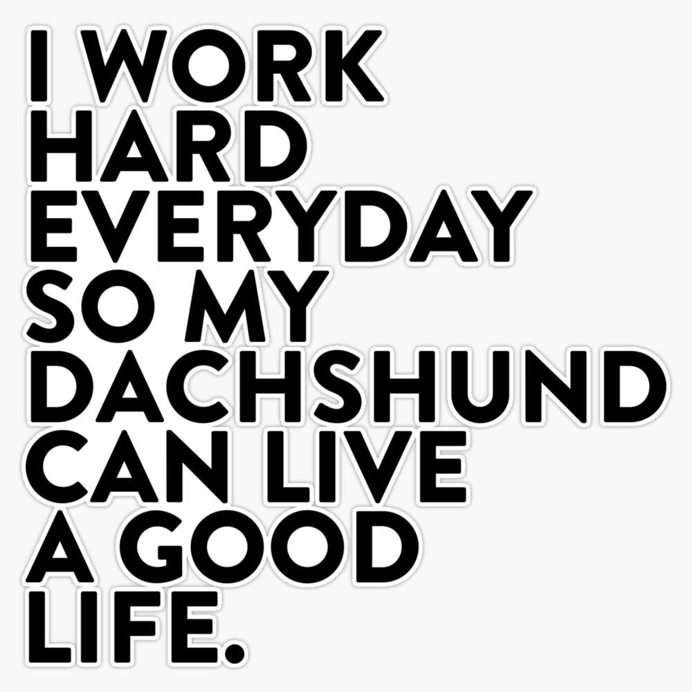 I Work Hard For My Dachshund Vinyl Sticker - Waterproof Decal for Cars, Laptops, Walls, Windows - 5 Inch Bumper Sticker - Perfect for Pet Lovers, Office Decor & Personalizing Your Belongings