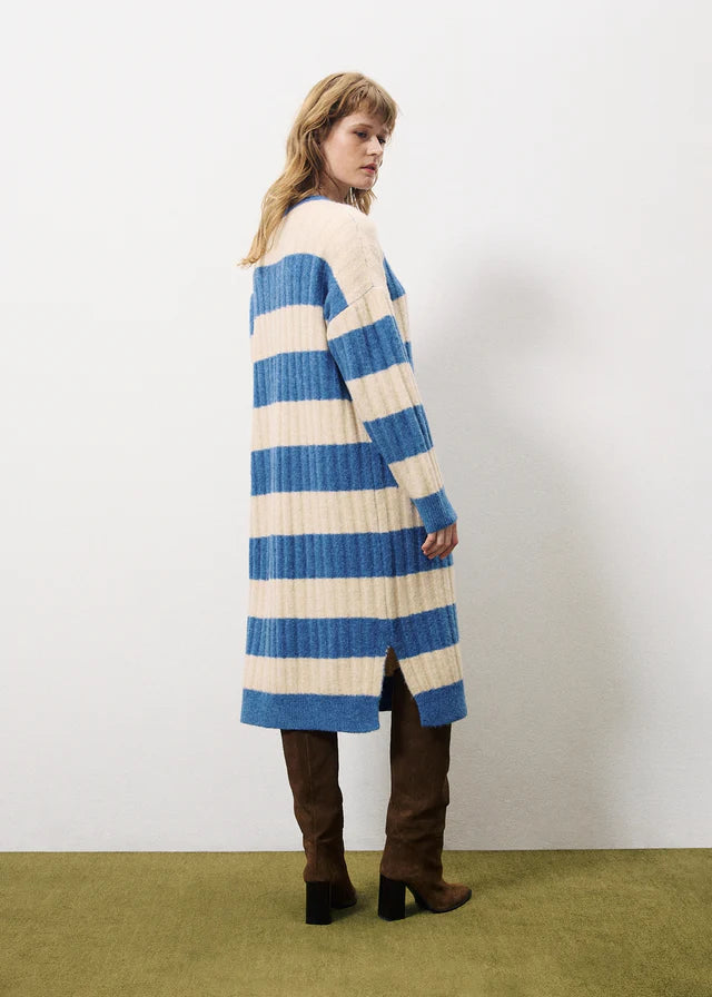 Stylish Coryne Jumper Dress in Blue Jean & Beige - Perfect for Casual Outings, Workwear, and Date Nights
