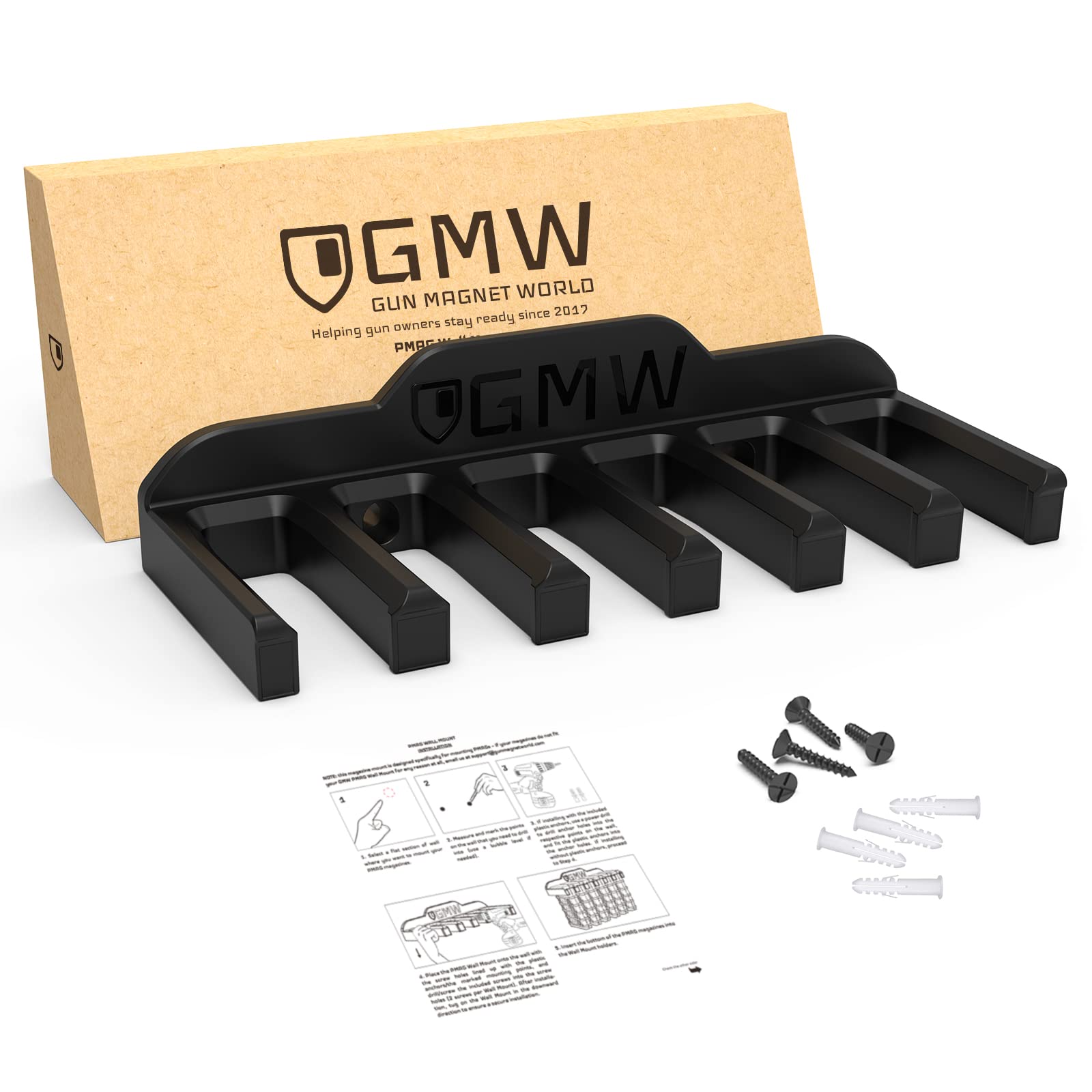 GMW PMAG Magazine Holder - AR Magnetic Gun Magazine Wall Mount for Gun Safe, Storage & Accessories | Secure & Quick Access for Home Defense & Range Practice