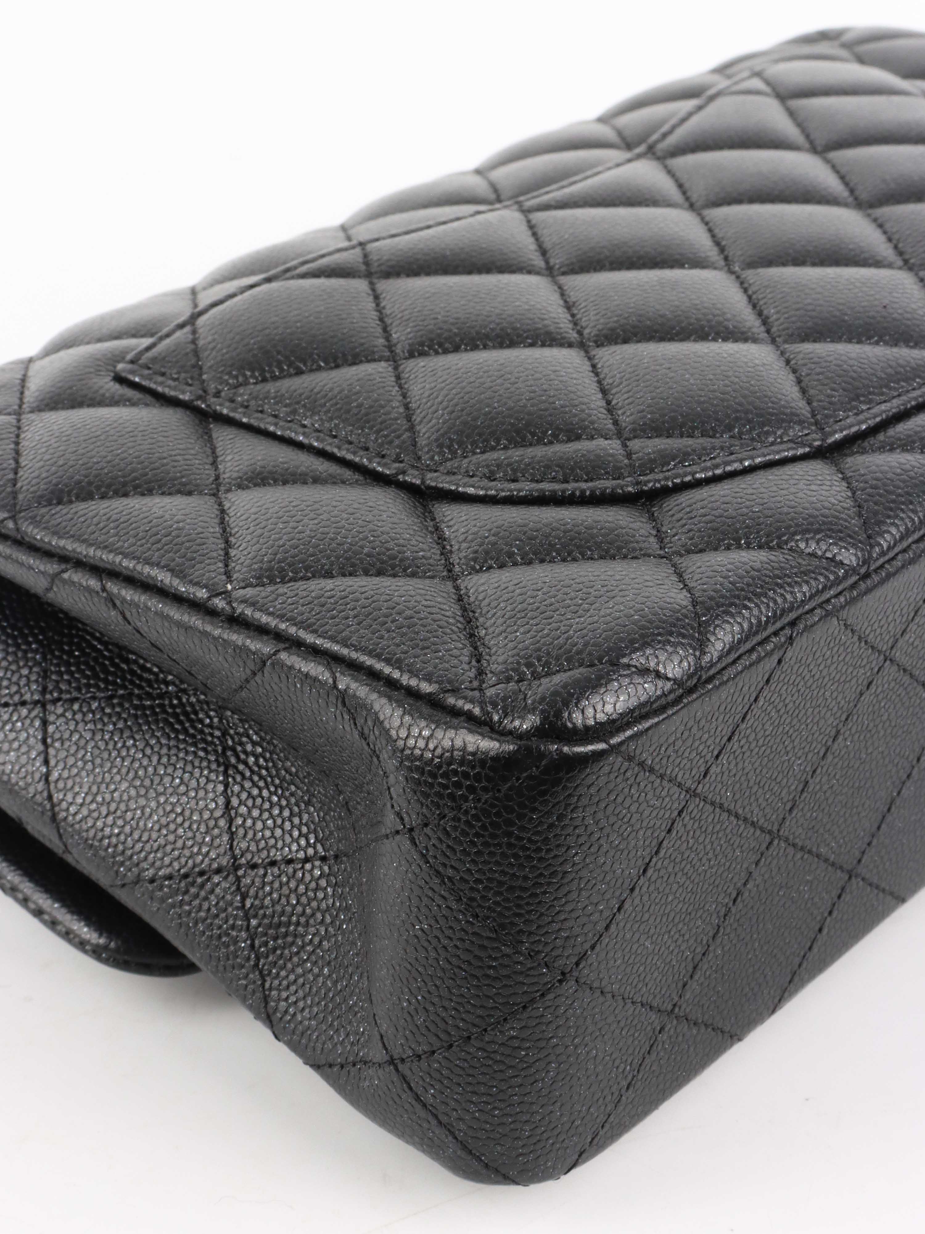 Chanel Small Black Iridescent Caviar Classic Flap Bag with Silver Hardware - Luxury Crossbody Purse for Women, Perfect for Evening Events & Date Nights