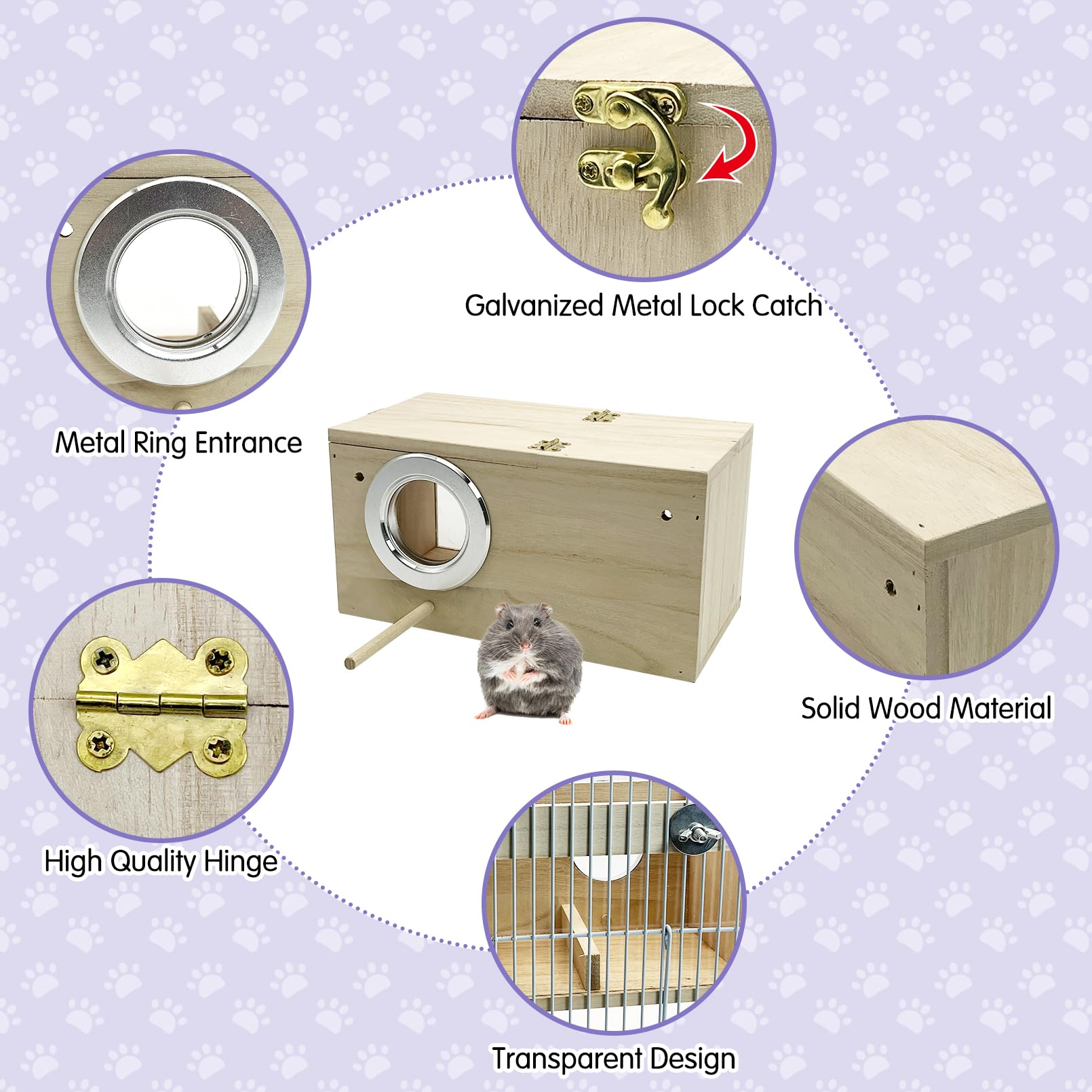 Hamiledyi Wooden Hamster Hideout House - Natural Chew Toy Small Animal Habitat for Syrian Dwarf Hamsters, Mice & Gerbils - Perfect Cage Accessory for Play, Sleep & Stress Relief