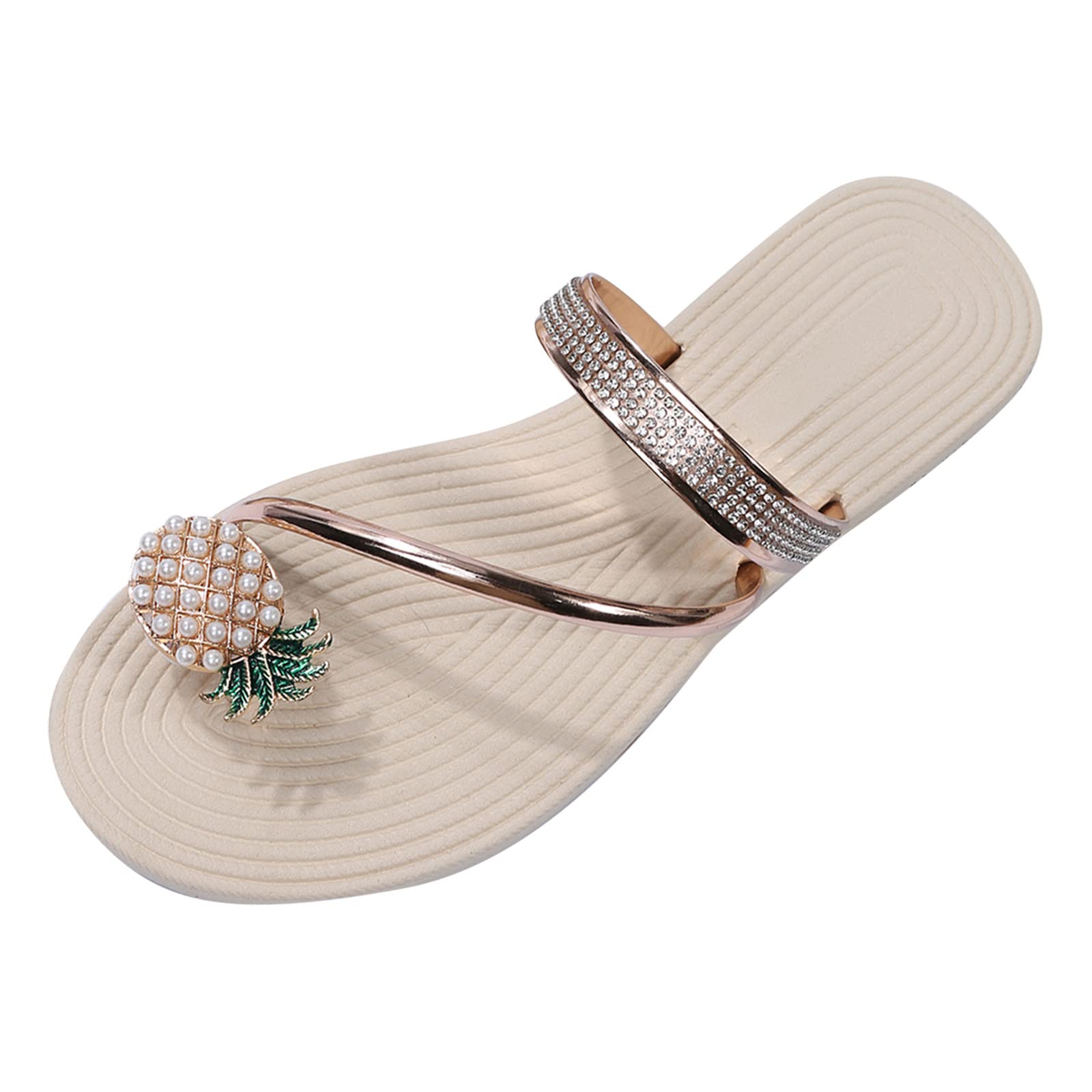**Women's Summer Sandals - Lightweight Non-Slip Flip Flops for Beach, Outdoor & Casual Wear | Boho Pearl Flat Sandals for Walking, Travel & Vacation**