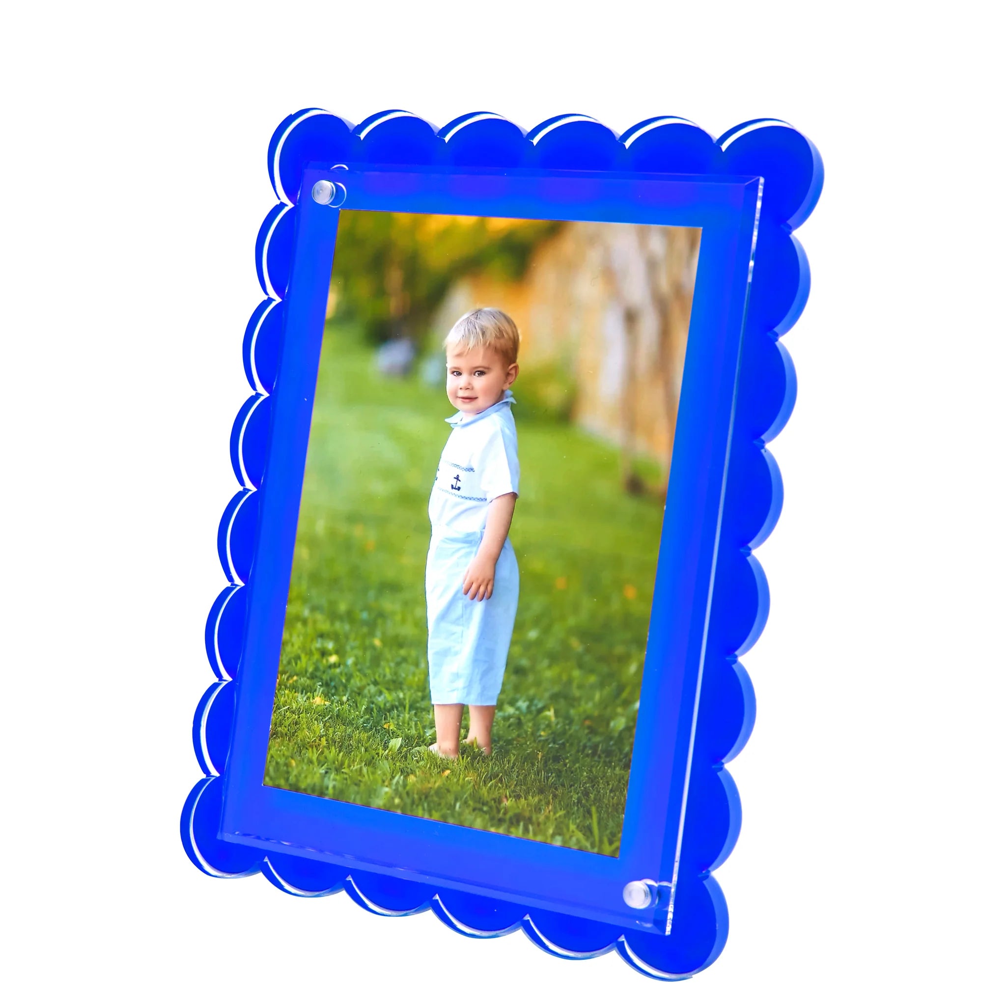 Tara Wilson Designs Blue Scallop Frame - Elegant Handmade Wall Decor for Living Room, Bedroom & Office | Perfect Home Decoration Gift for Housewarming, Wedding & Birthday