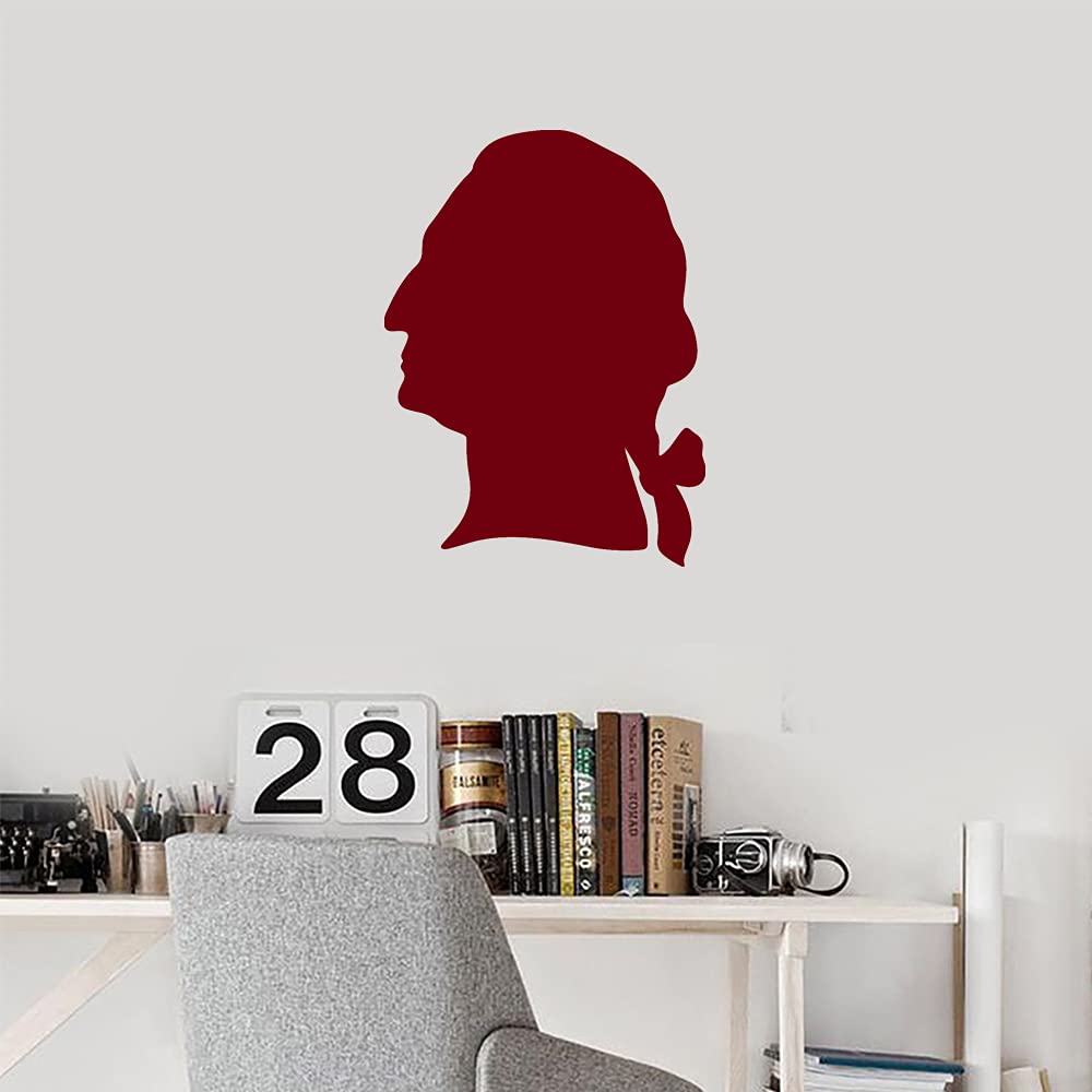 George Washington Silhouette Vinyl Decals (Set of 2) - Burgundy Waterproof Stickers for Laptop, Phone, Car, Helmet, Mug, Wall Decor - Perfect for Patriotic Home Office & Vehicle Accessories