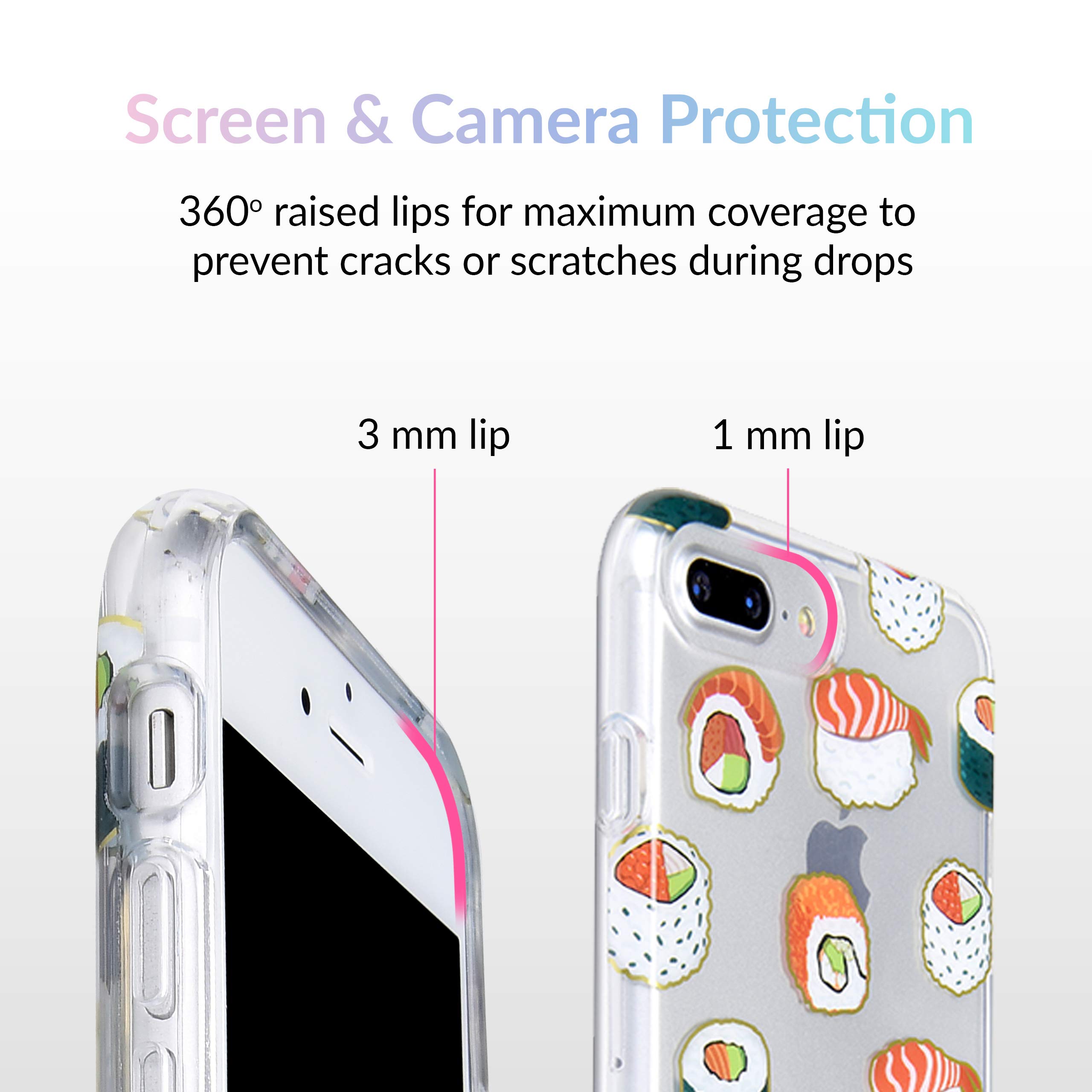 VELVET CAVIAR iPhone 7 Plus & 8 Plus Case - Cute Sushi Design Clear Protective Phone Cover for Women & Girls | Perfect for Everyday Use, School & Travel