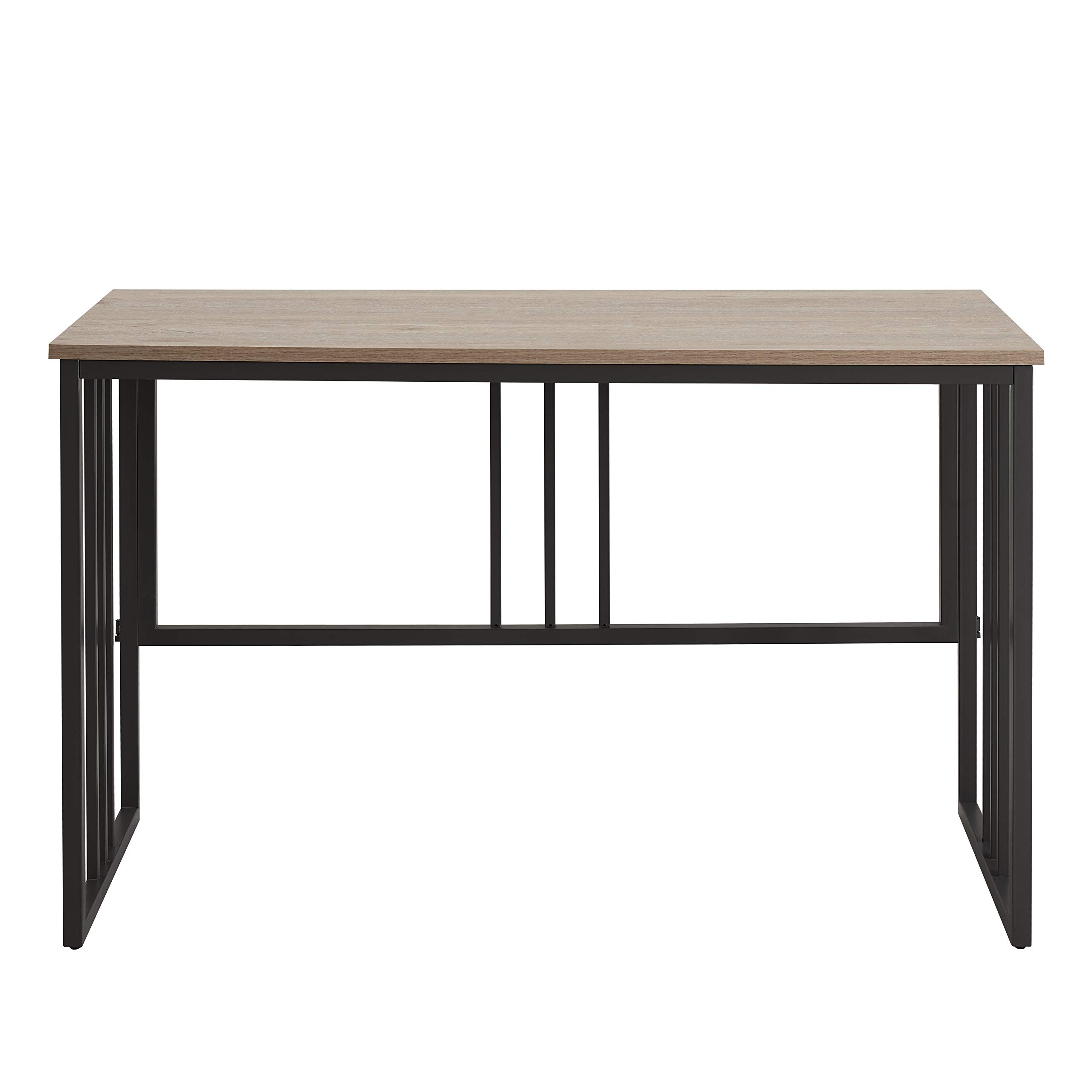 Leick Home Collapsible Slatted Mission Writing Computer Desk - Space Saving Folding Desk for Small Spaces, Home Office & Bedroom - Fully Assembled White Oak/Gunmetal (70001-WOGM) - Perfect for Apartments, Dorms & Workspaces