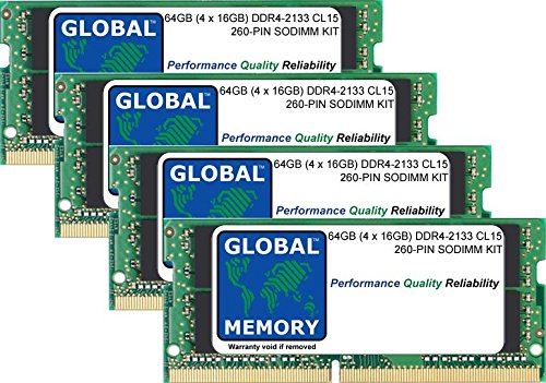 64GB (4x16GB) DDR4 2133MHz PC4-17000 260-Pin SODIMM Laptop Memory RAM Kit - Compatible with Most Notebooks & Ultrabooks - Perfect for Gaming, Video Editing & Multitasking