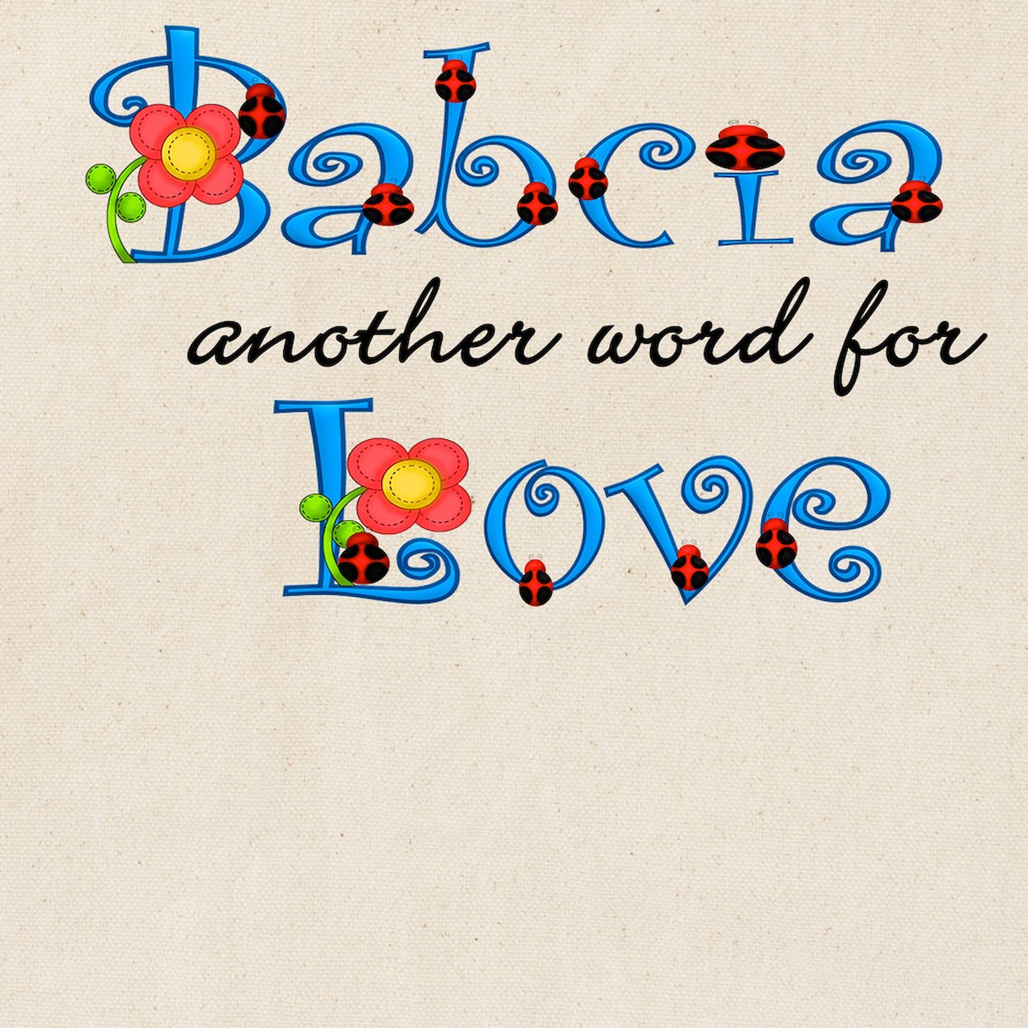 Babcia Another Word for Love Tote Bag - Natural Canvas Reusable Shopping Bag for Groceries, Beach, Work & Everyday Use