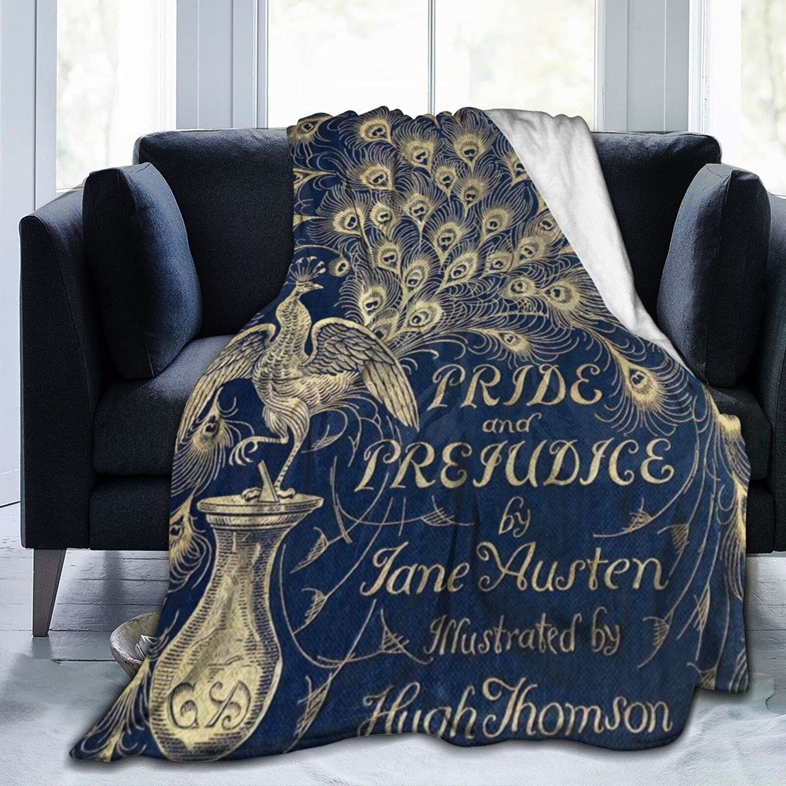 Peacock Throw Blanket - Pride & Prejudice Inspired Soft Fleece Blanket 50