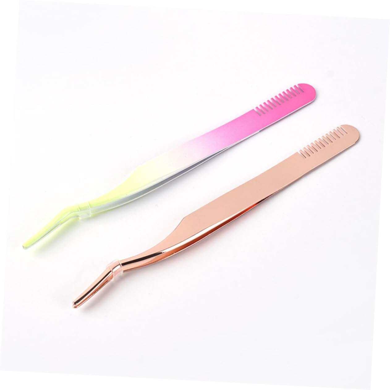 **Hemoton 2-Piece Rose Gold Eyelash Extension Tweezers Set – Curved Tip Lash Clips & Grafting Tools for Professional & DIY Lash Extensions – Perfect for Salon, Home Use & Makeup Kits**