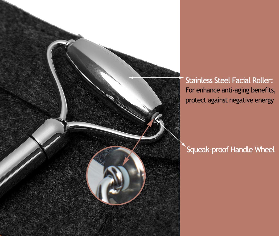 Stainless Steel Face Roller & Gua Sha Set - Anti-Aging Facial Massager for Wrinkles, Mini Eye Roller - Durable, Noiseless Design for Skincare & Relaxation at Home or Travel