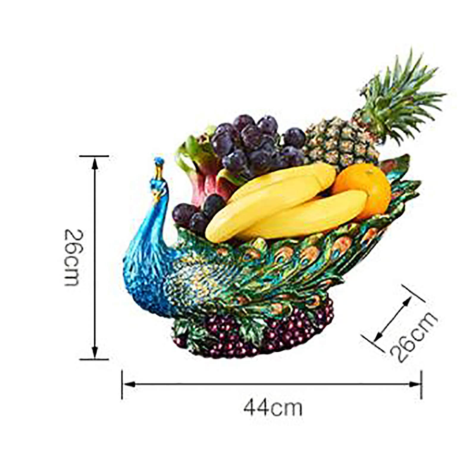 Hand Carved Resin Peacock-Shaped Fruit Tray - 44x26x26cm Decorative Animal Desktop Snack Serving Dish for Candy, Dried Fruits & Nuts Storage | Perfect for Home Decor, Party Snack Display and Gift Giving