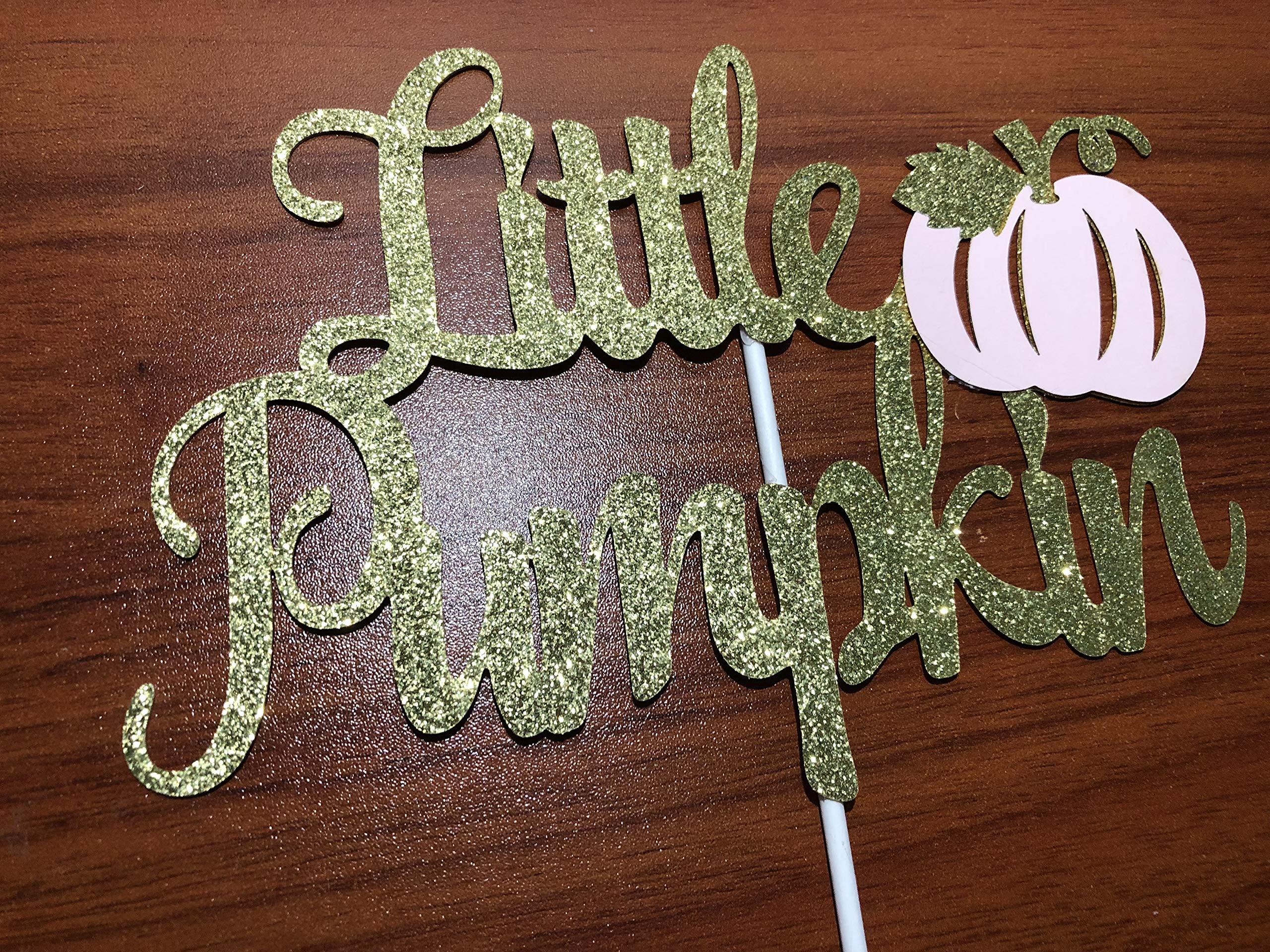 Gold & Pink Little Pumpkin Cake Topper - Baby Shower & 1st Birthday Decorations - Fall Themed Party Supplies for Girls - Perfect for Autumn Celebrations, Birthday Cakes, and Baby Showers
