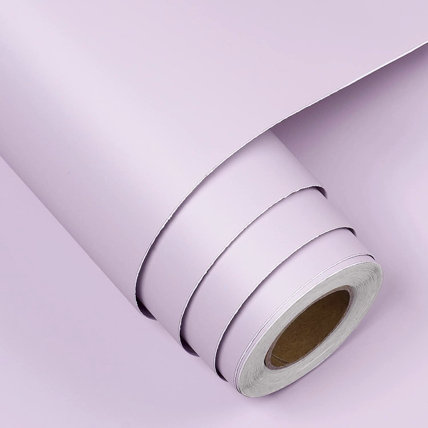 FunStick 15.8x240 Inch Light Purple Peel and Stick Wallpaper - Removable Self-Adhesive Vinyl Roll for Bedroom, Cabinets, Walls & Desk - Lilac Purple Contact Paper for Home Decor & DIY Projects
