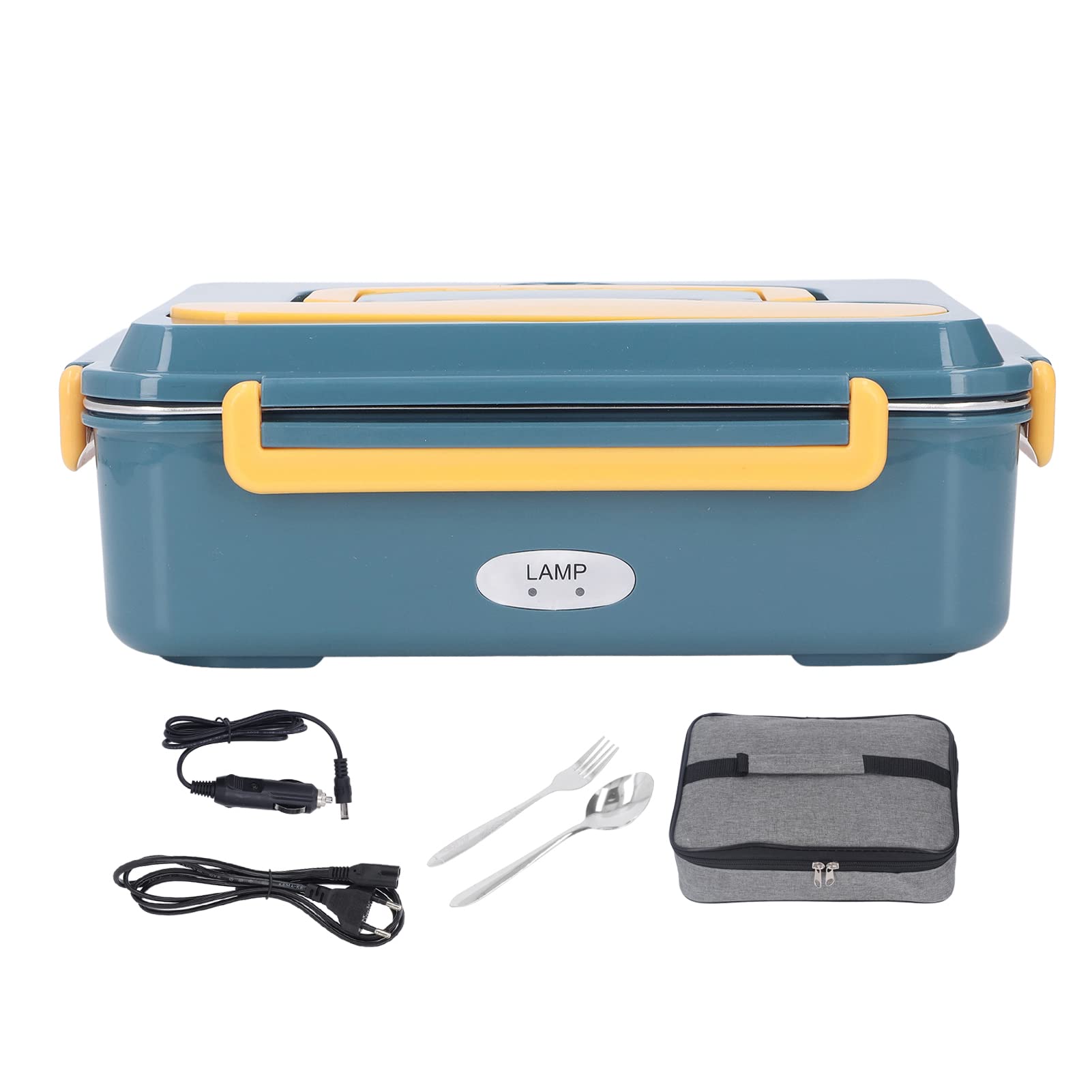 Portable Electric Bento Box - 304 Stainless Steel Food Warmer with Removable Spoon & Fork | Perfect for Office, Car & Travel Lunch Heating | Reusable Lunch Container for Adults & Kids