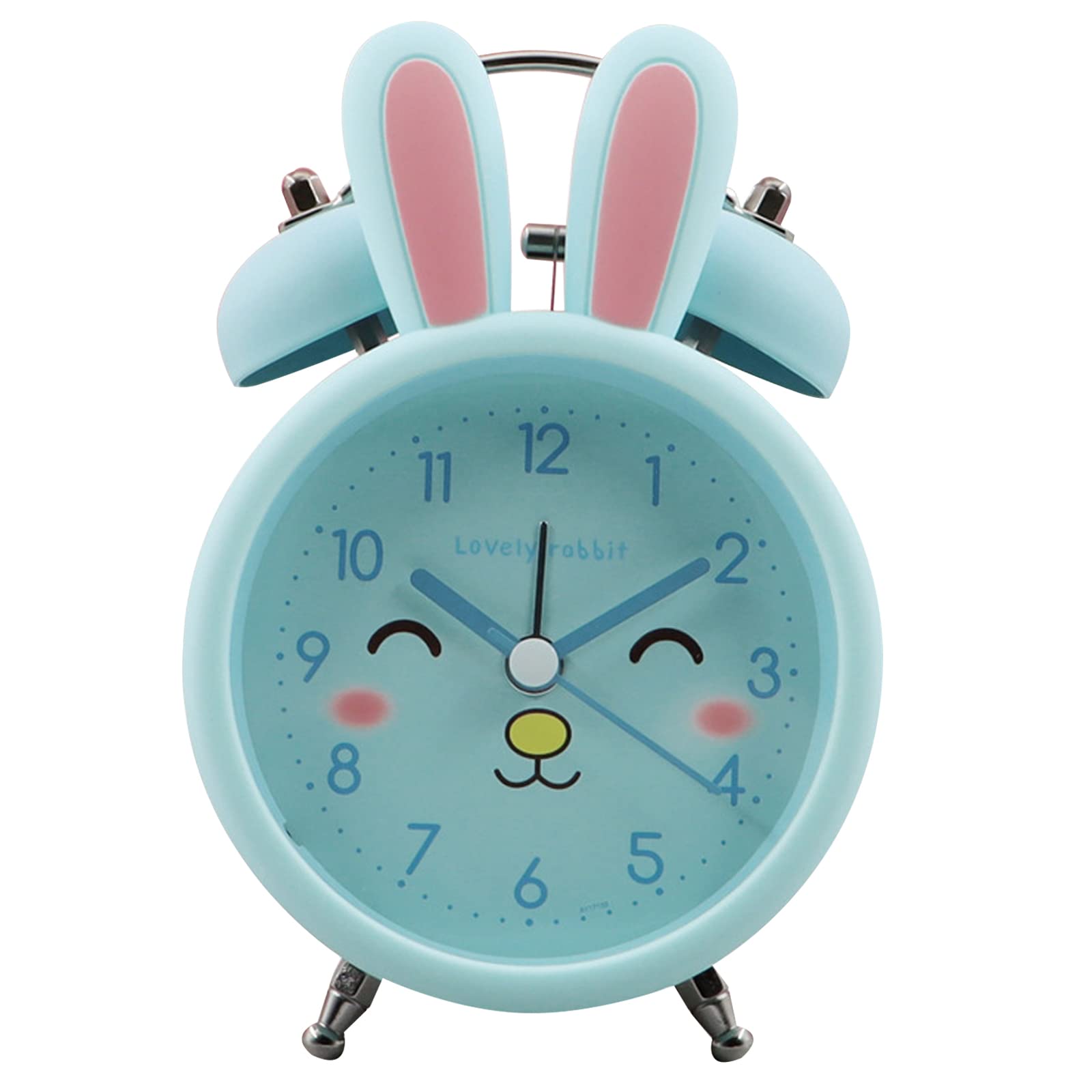 **Cartoon Bunny Alarm Clock for Kids & Heavy Sleepers - Loud Twin Bell, Backlight, Bedroom Decor - Perfect for Waking Up & Room Decoration (Blue)**