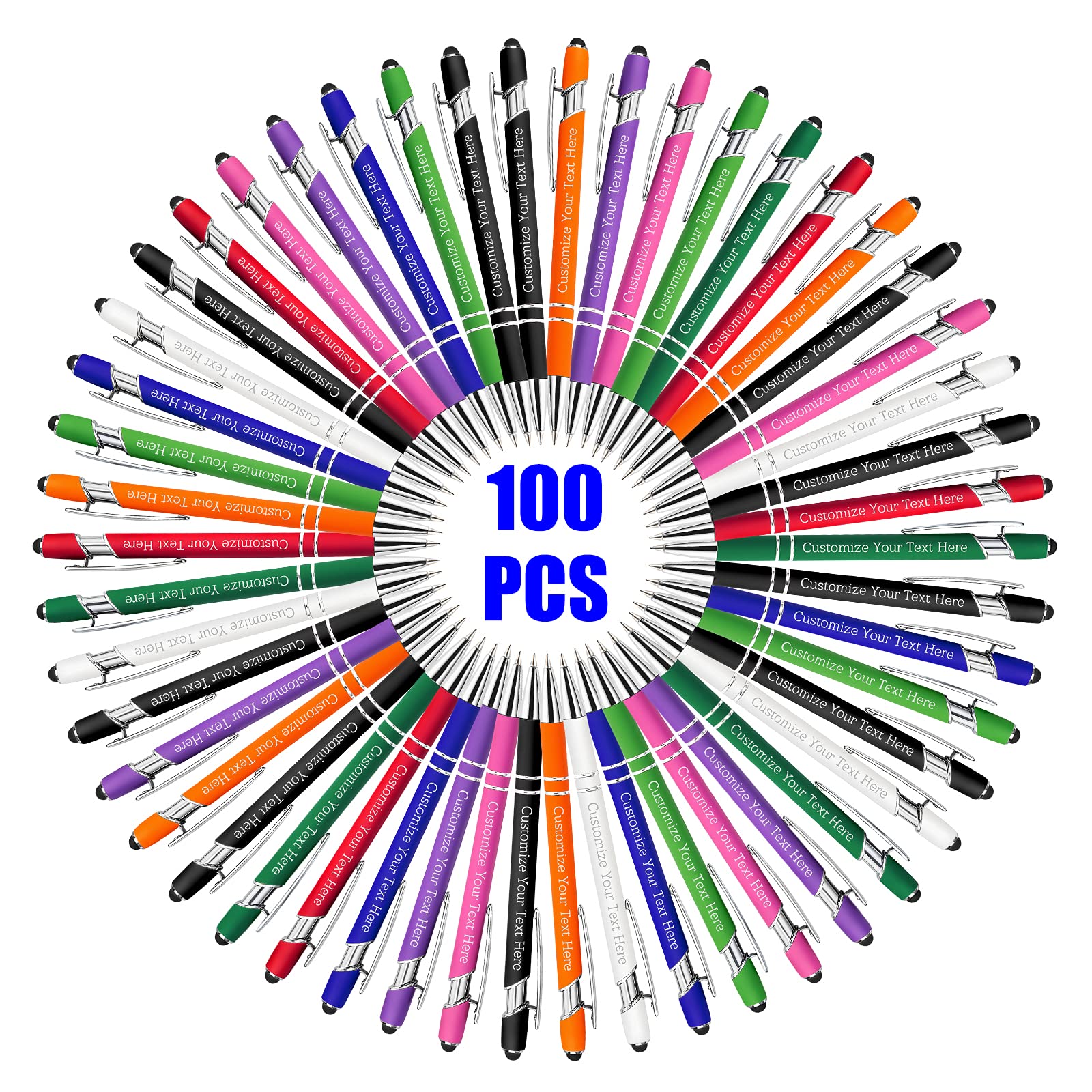 100 Pcs Custom Engraved Pens Bulk - Personalized Ballpoint Pens with Free Name & Message - Ideal for Business, Office, Graduation Gifts, Christmas & Birthday Presents for Men & Women - Perfect for Corporate Events, Promotions & Special Occasions