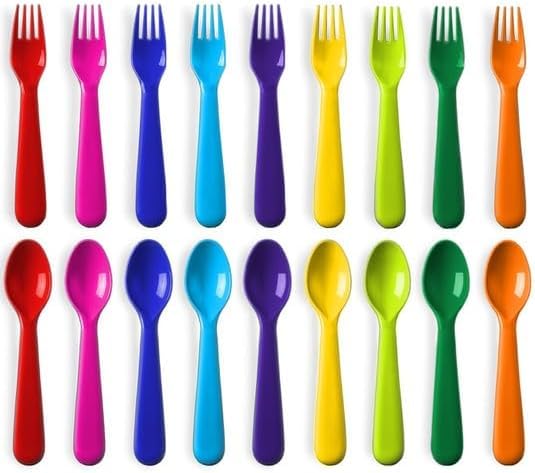 18-Piece BPA-Free Plastic Toddler Utensil Set - Colorful Kids Forks & Spoons, Dishwasher Safe Flatware for Children | Perfect for Daycare, Preschool & Family Meals