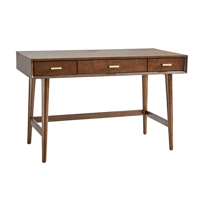 Trevor Mid Century Modern Computer Office Desk with USB Ports - Stylish Home Office Desk for Work & Study, Perfect for Small Spaces & Modern Interiors