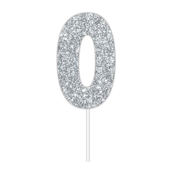 Silver Glitter Numbers 0-9 | DIY Paper Cake Toppers for Birthday, Wedding & Anniversary Decorations | Perfect for Cupcakes, Cakes & Party Decor