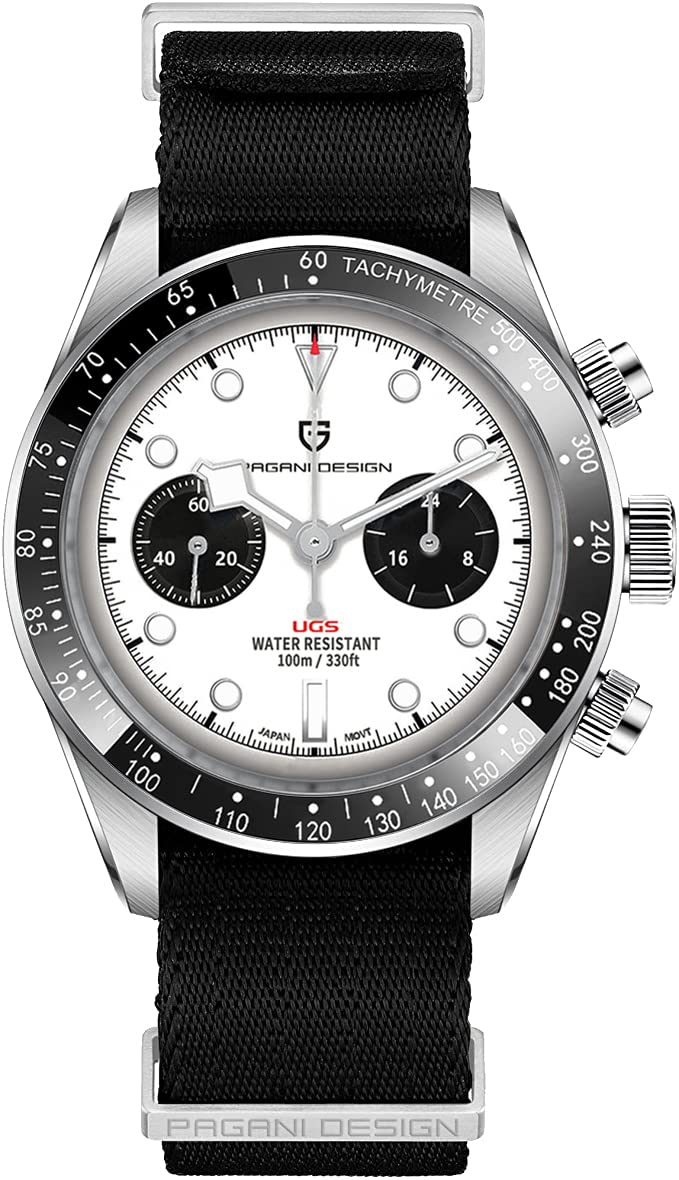 Pagani Design Men's Sports Chronograph Watch - Sapphire Crystal, Stainless Steel Case, VK64 Quartz Movement, 100M Waterproof - Perfect for Diving, Running & Business Casual Wear