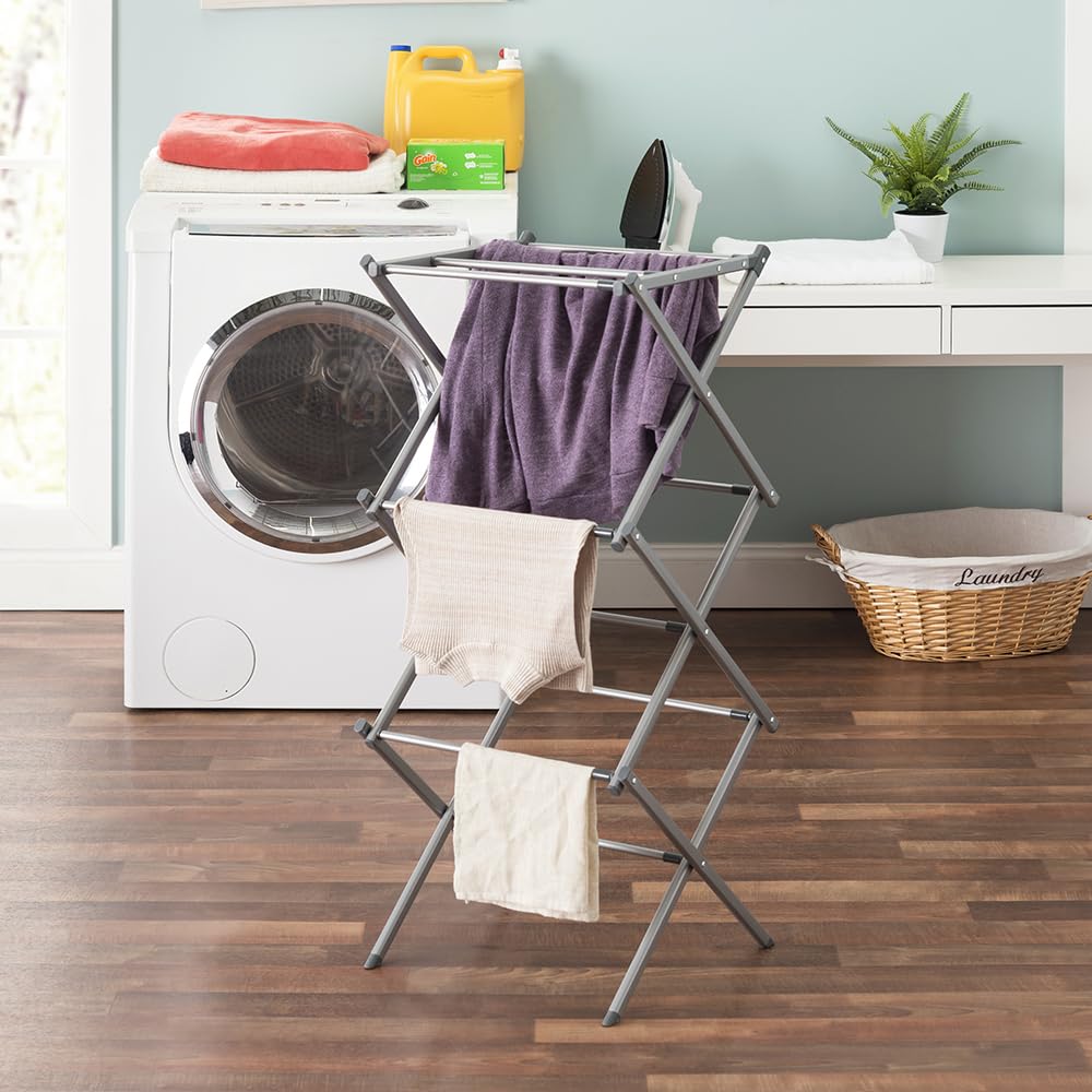 3-Tier Expandable Clothes Drying Rack for Laundry - Space Saving Foldable Garment Organizer for Bedroom, Balcony & Small Apartments