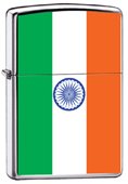 Zippo Custom Lighter with India Flag Design - High Polish Chrome Finish Windproof Lighter for Outdoor Camping, Hiking & Collectors