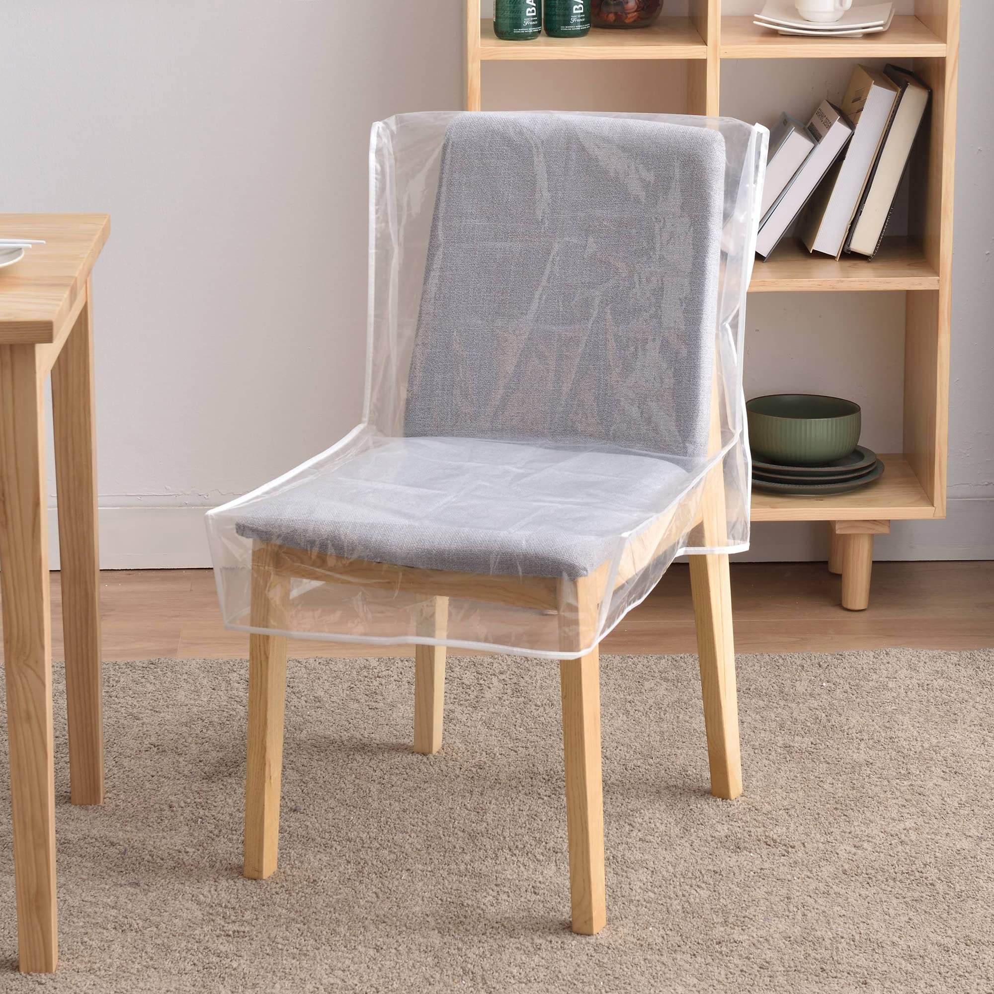 Clear PVC Waterproof Dining Chair Covers with Backrest - 4 Pack Plastic Seat Protectors for Stains, Spills & Dust - Perfect for Kitchen, Restaurant, Party & Home Use