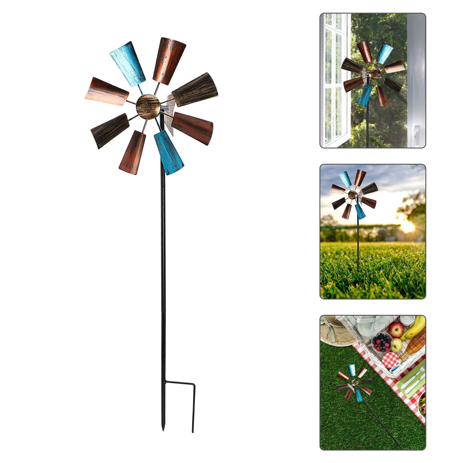 DOITOOL Metal Wind Spinner for Garden - Outdoor Decorative Windmill Toy, Christmas Holiday Yard Decor - Perfect for Patio, Lawn, and Backyard Decorations