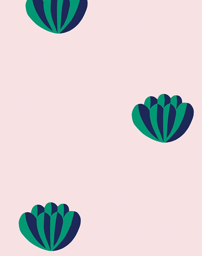 Clare V. 'Lotus' Navy & Shell Wallpaper - Premium Peel & Stick Wallpaper for Bedroom, Living Room, and Nursery Decor