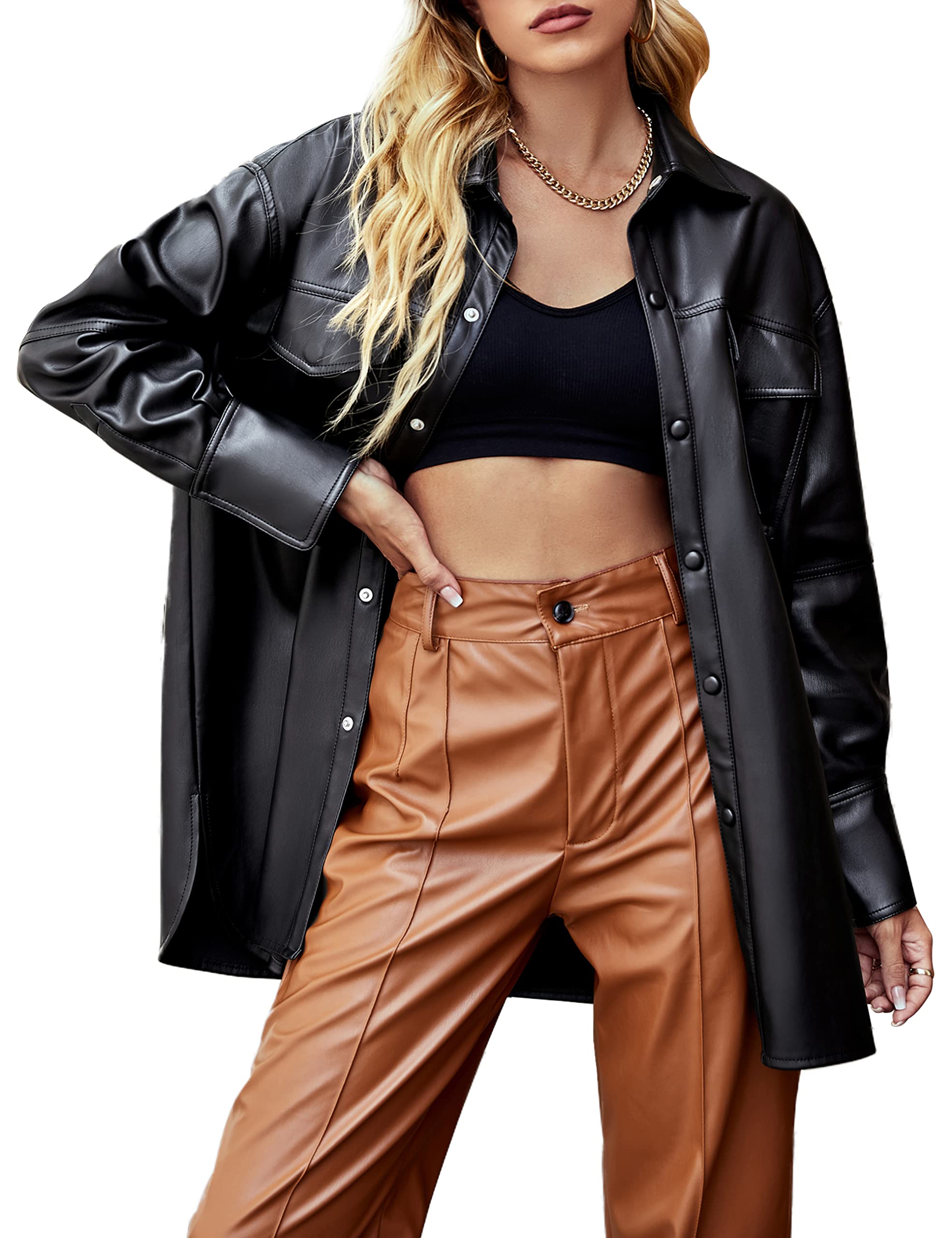 Bellivera Women's Faux Leather Casual Jacket - Lightweight Motorcycle Coat for Spring 2025 | Trendy Biker Outfit for Daily Wear, Night Out & Street Style Fashion