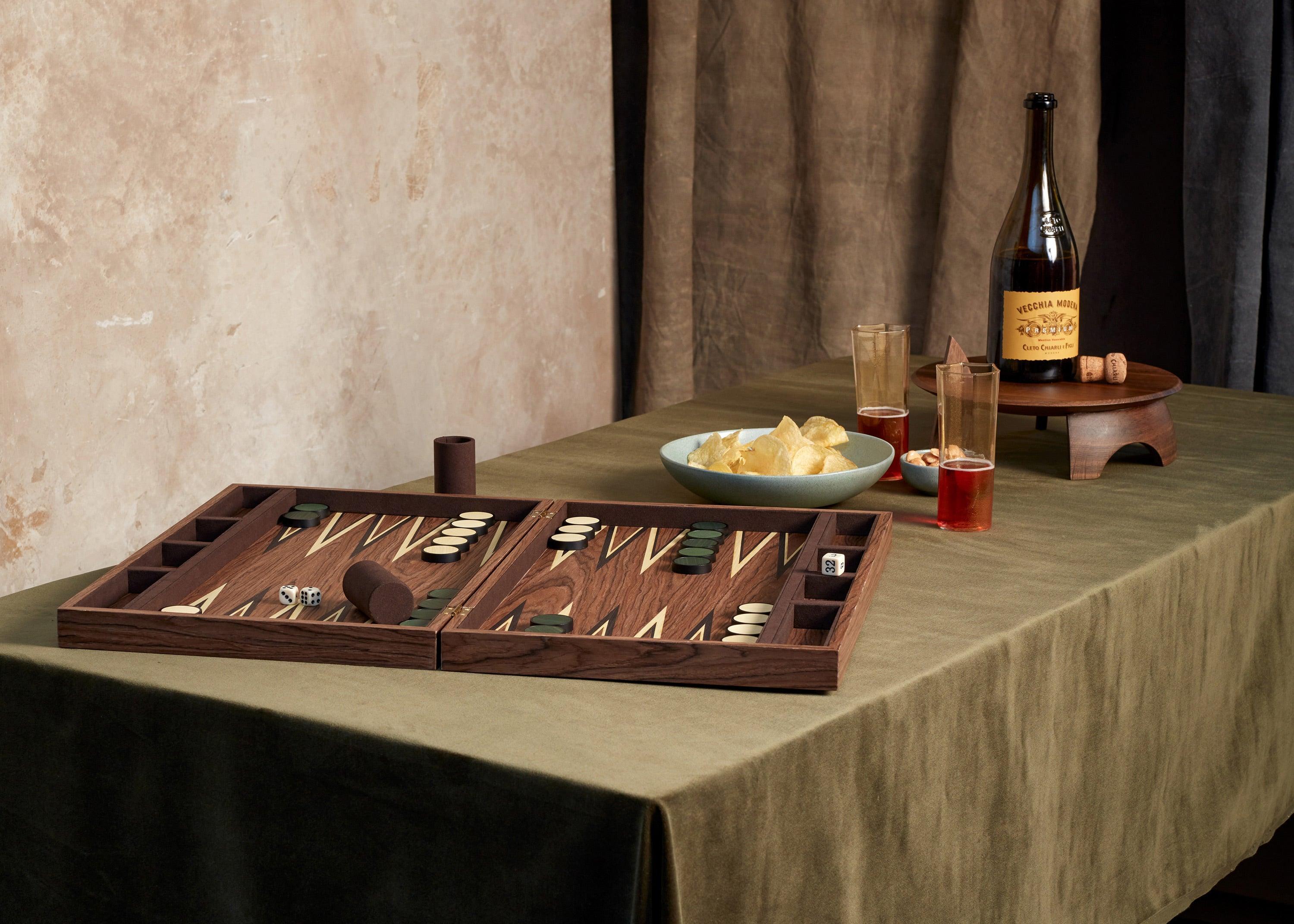 Premium Matis Backgammon Set - Classic Wooden Board Game with 30 Checkers, 4 Dice & Doubling Cube - Perfect for Family Game Nights, Travel & Gifts