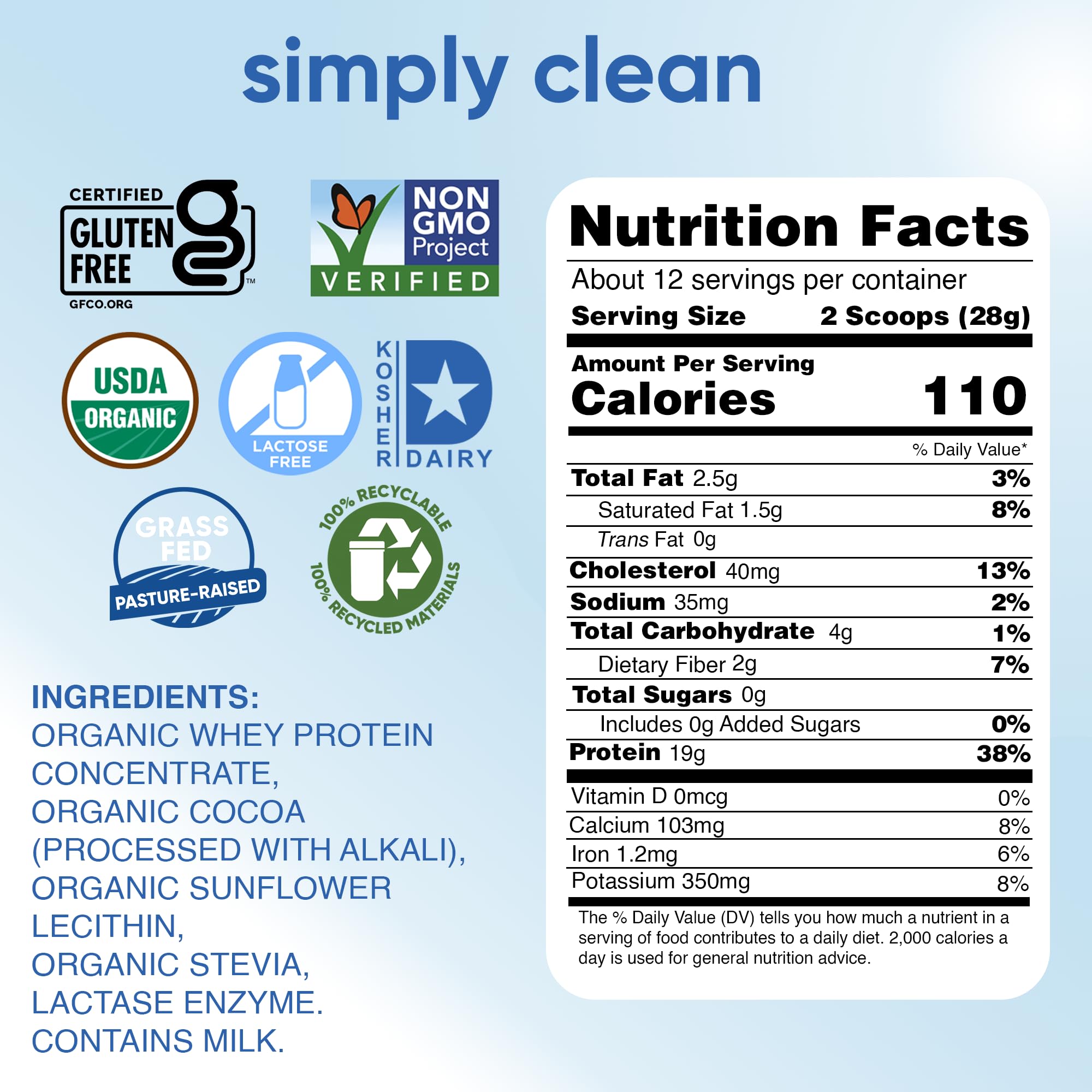 Simply Tera's Lactose Free Whey Protein Powder - Dark Chocolate Flavor | Non-GMO, Organic, 12 Oz | Ideal for Post-Workout Recovery & Lactose Intolerant Fitness Enthusiasts