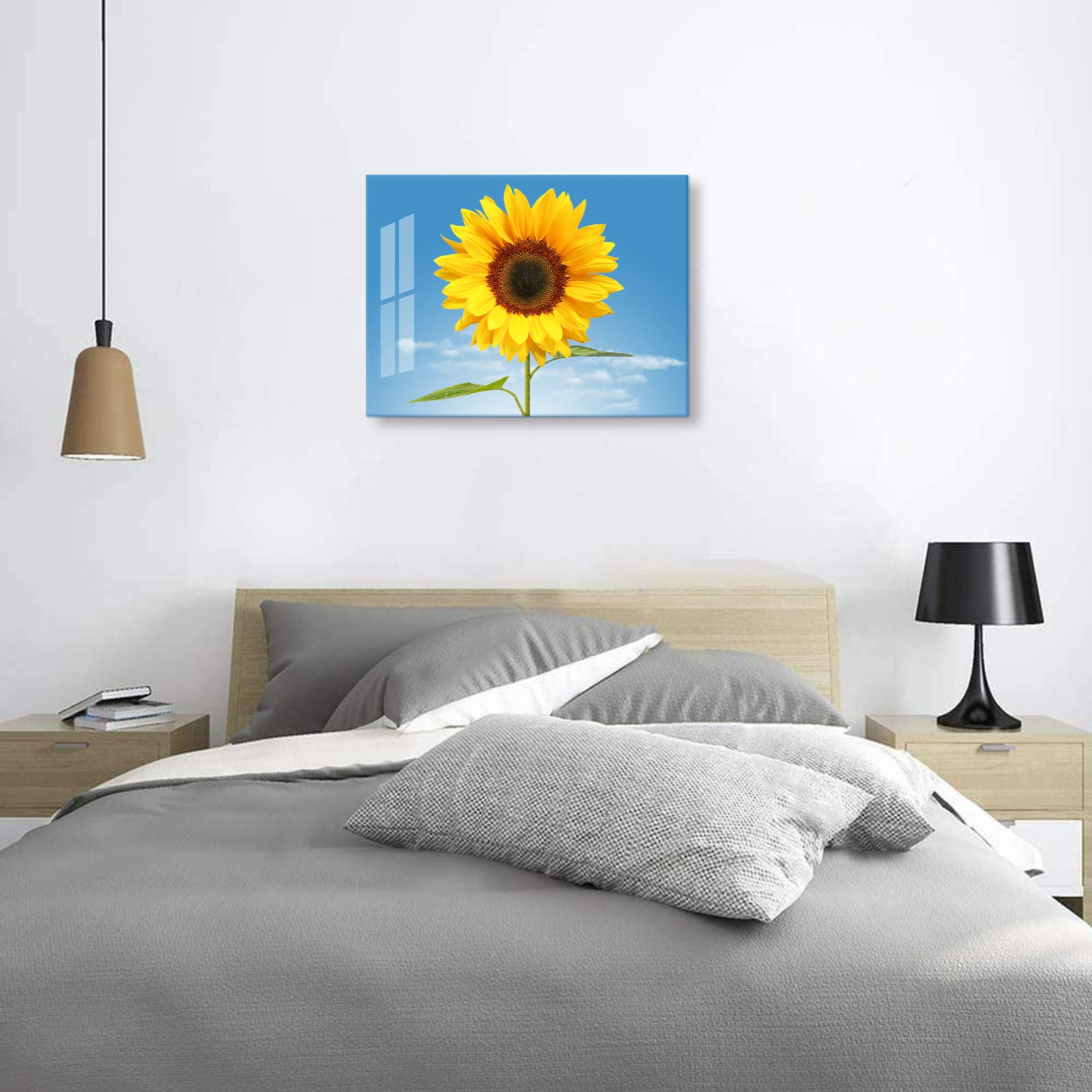 Sunflower Canvas Wall Art - 12x16 Inch Framed Decor for Bedroom & Living Room