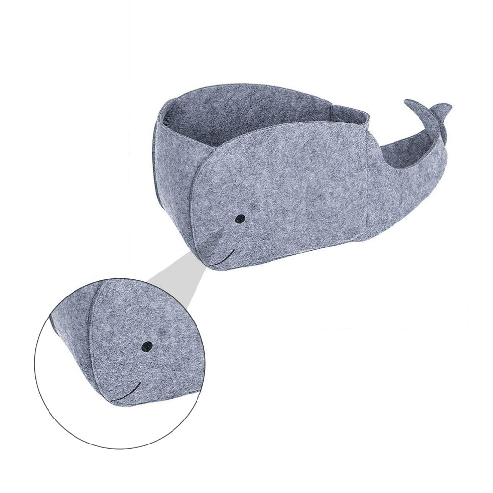Whale Shape Felt Storage Basket - Nursery & Laundry Organizer for Home