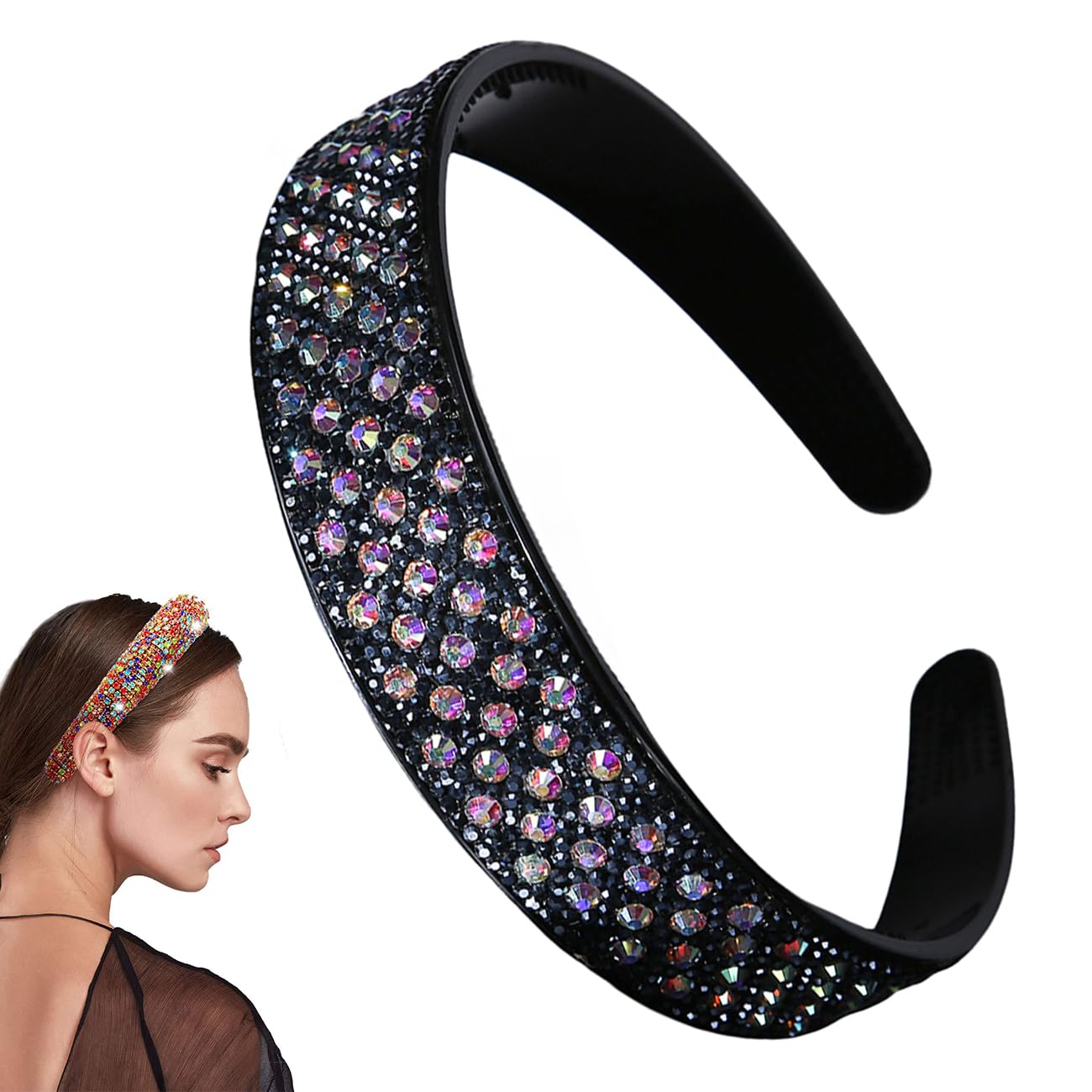 Traziewell Rhinestone Crystal Headbands for Women & Girls - Navy Blue Hair Accessories for Parties, Birthdays, Weddings & Special Occasions | Elegant Hair Bands for Formal Events, Prom & Everyday Wear (Style 3312)