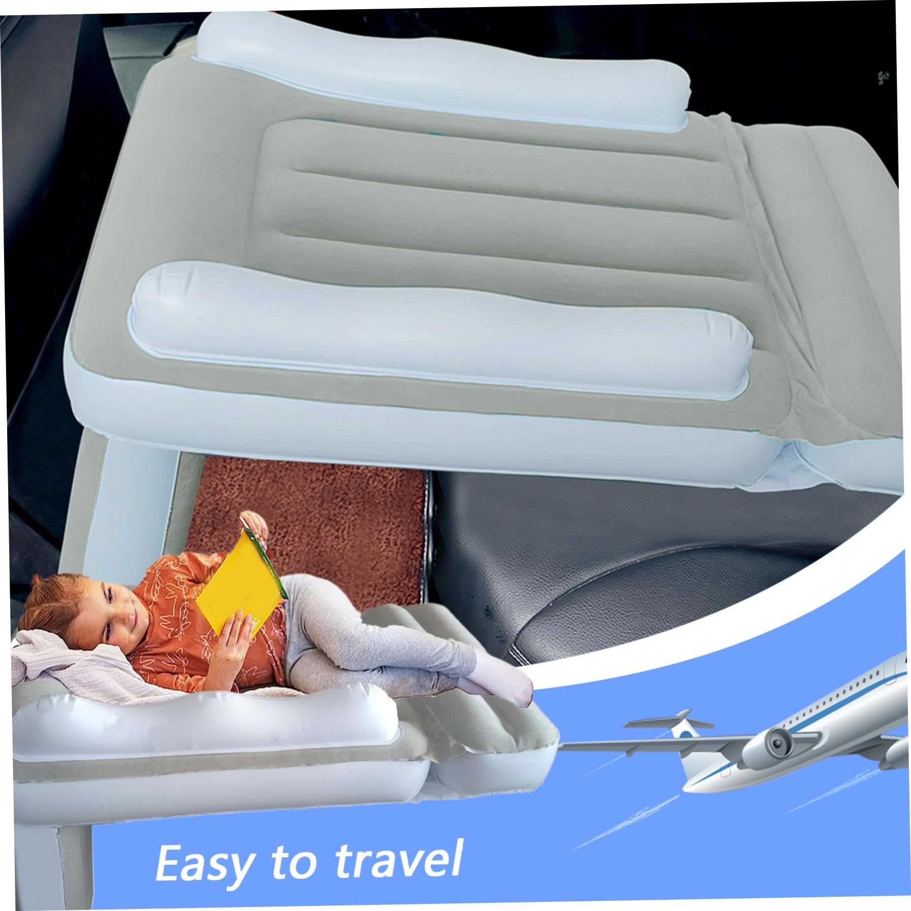 Inflatable Toddler Travel Bed for Airplanes - Portable Kids Airplane Bed Fits Most Seats | Easy Setup & Compact for Travel | Perfect for Long Flights, Road Trips & Nap Time