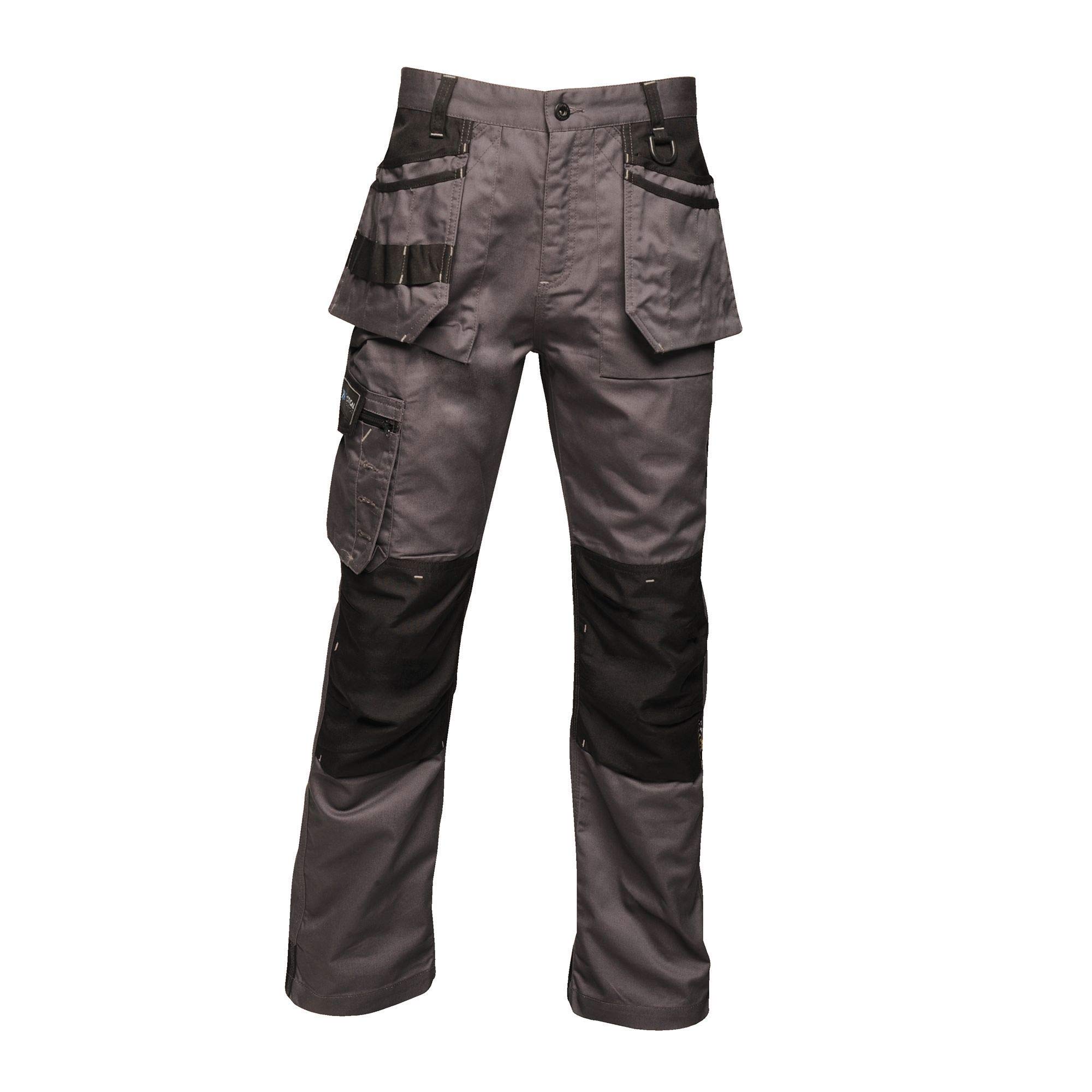 Regatta Men's Incursion Work Trousers 32L Iron Black - Durable Work Pants for Construction, Landscaping & Outdoor Jobs