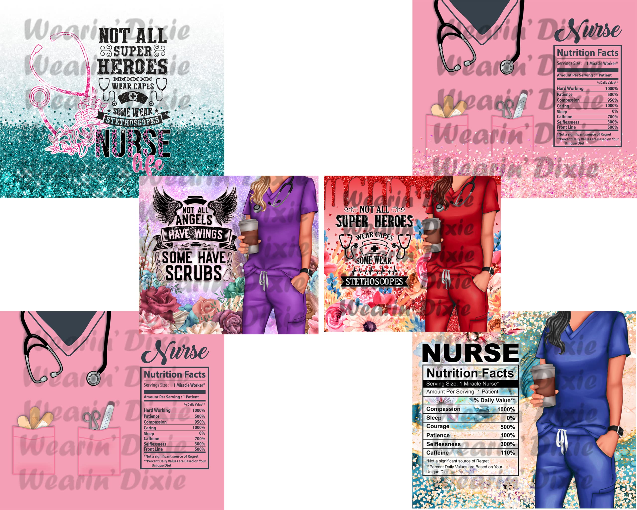 Nurse Tumbler Sublimation Prints Bundle - Ready to Press Heat Transfer Designs for Nurses & Healthcare Workers - Perfect for Custom Tumblers, Gifts & Medical Appreciation