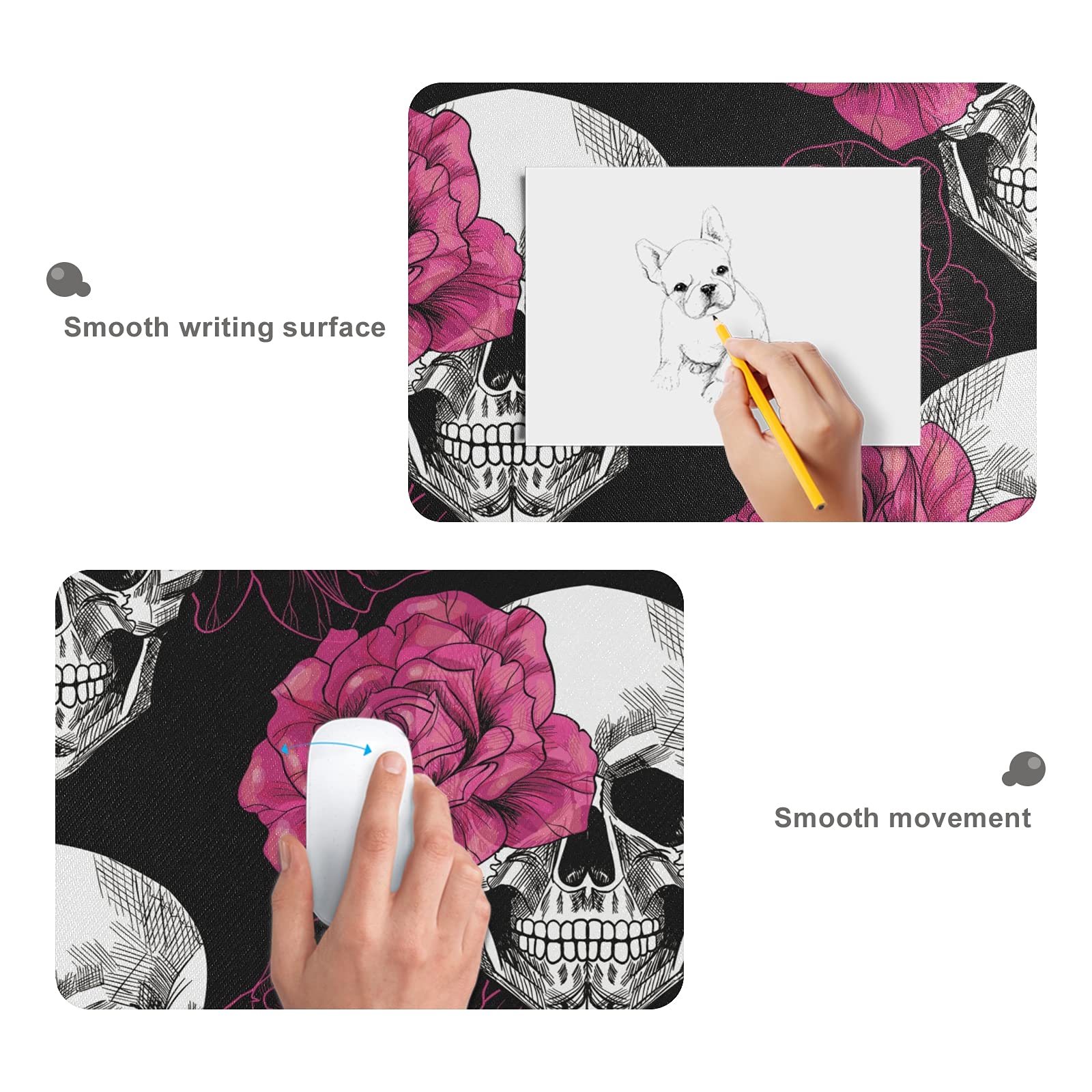 Large Skull Gaming Mouse Pad (35.4x15.7x0.12In) - Extended Non-Slip Rubber Base Desk Mat for PC, Laptop, Office & Home Use - Perfect for Gamers, Programmers & Office Workers