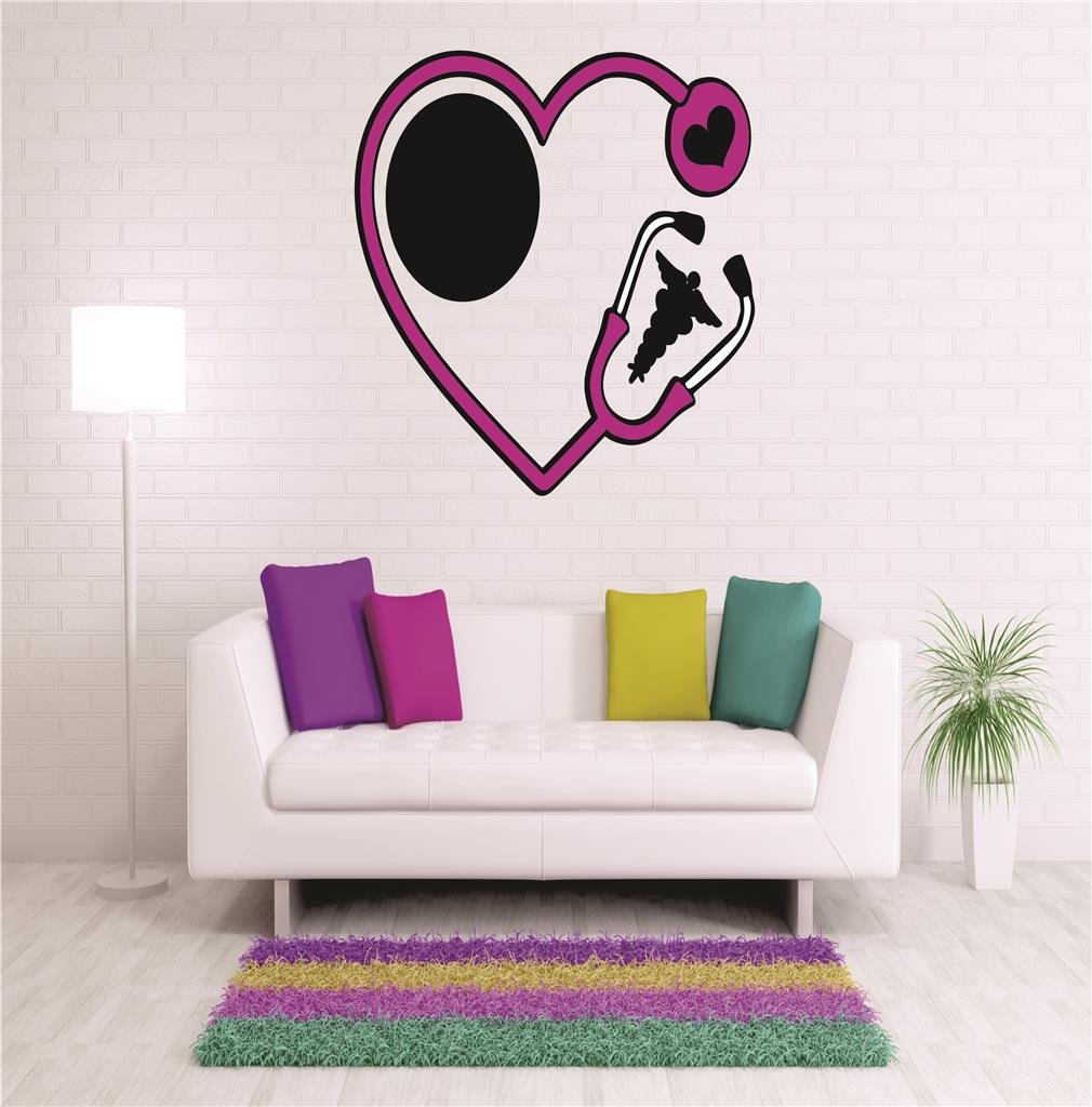Removable DIY Stethoscope Wall Decals for Bedroom & Home Decor - 19x15 Inch Peel & Stick Vinyl Art - Perfect for Nursery, Doctor's Office or Medical Themed Parties