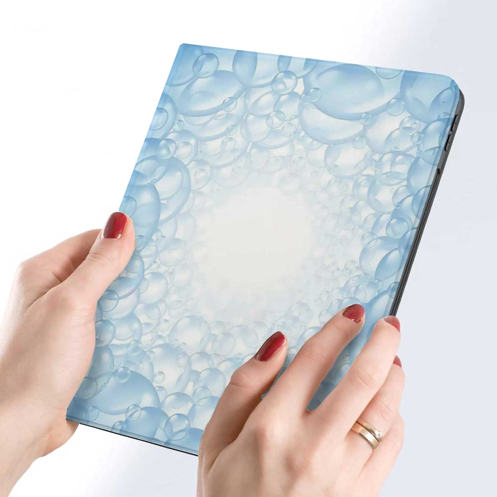 Premium Soft TPU Case for iPad 10.2 (7th/8th Gen 2019-2020) - Bubble Bath Soap Suds Aquatic Art Print with Auto Wake/Sleep | Protective Blue & White Cover for Home, Office & Travel Use