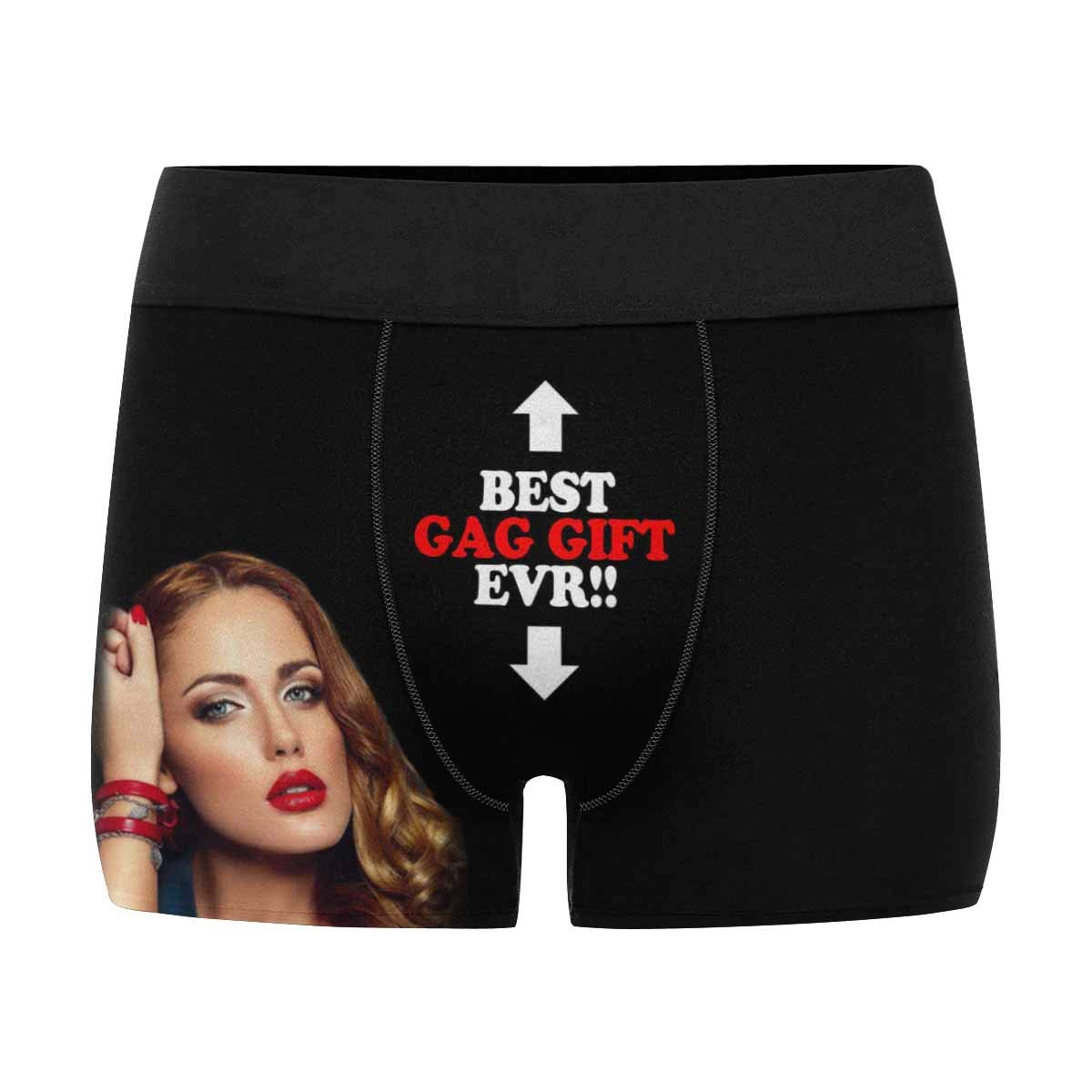 Custom Photo Printed USA Flag Men's Underwear - Personalized Girlfriend Face Boxer Briefs - Breathable Cotton Shorts for Valentine's Gift & Couples Intimacy